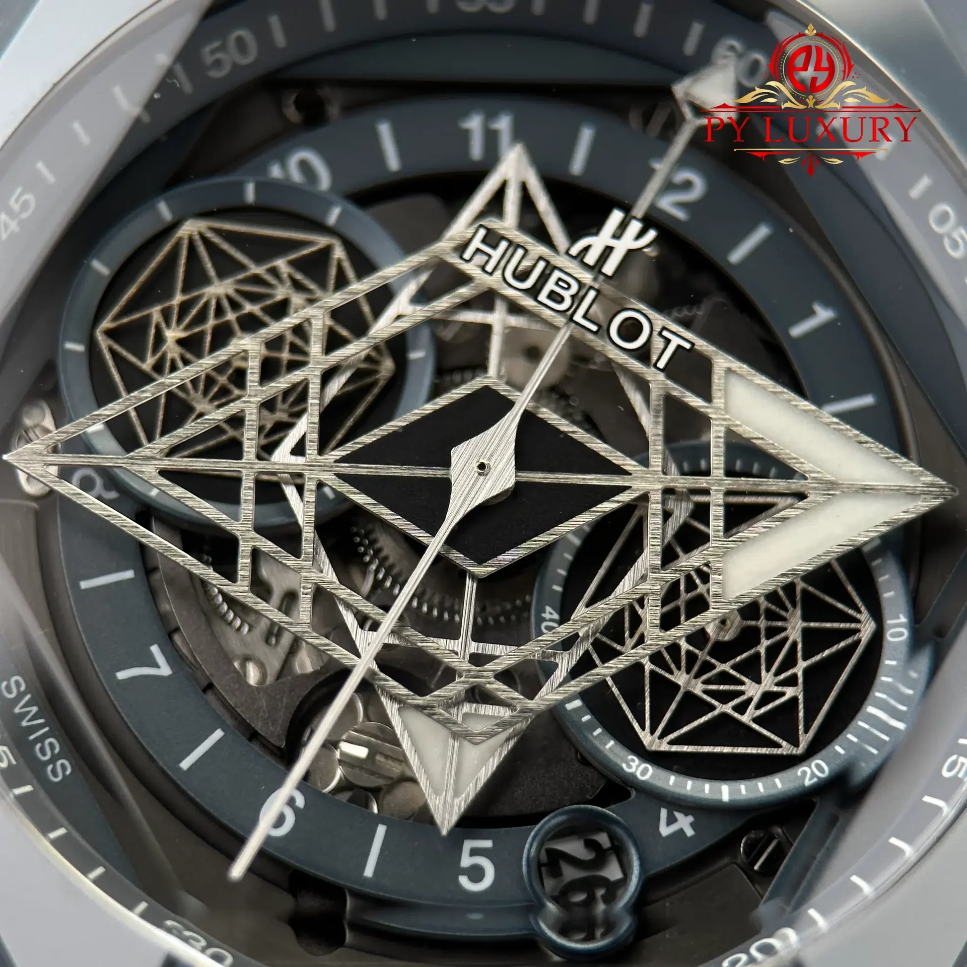 Hublot Big Bang Sang Bleu II Grey Ceramic Rubber Strap Best Replica BBF 45mm - 图片 7