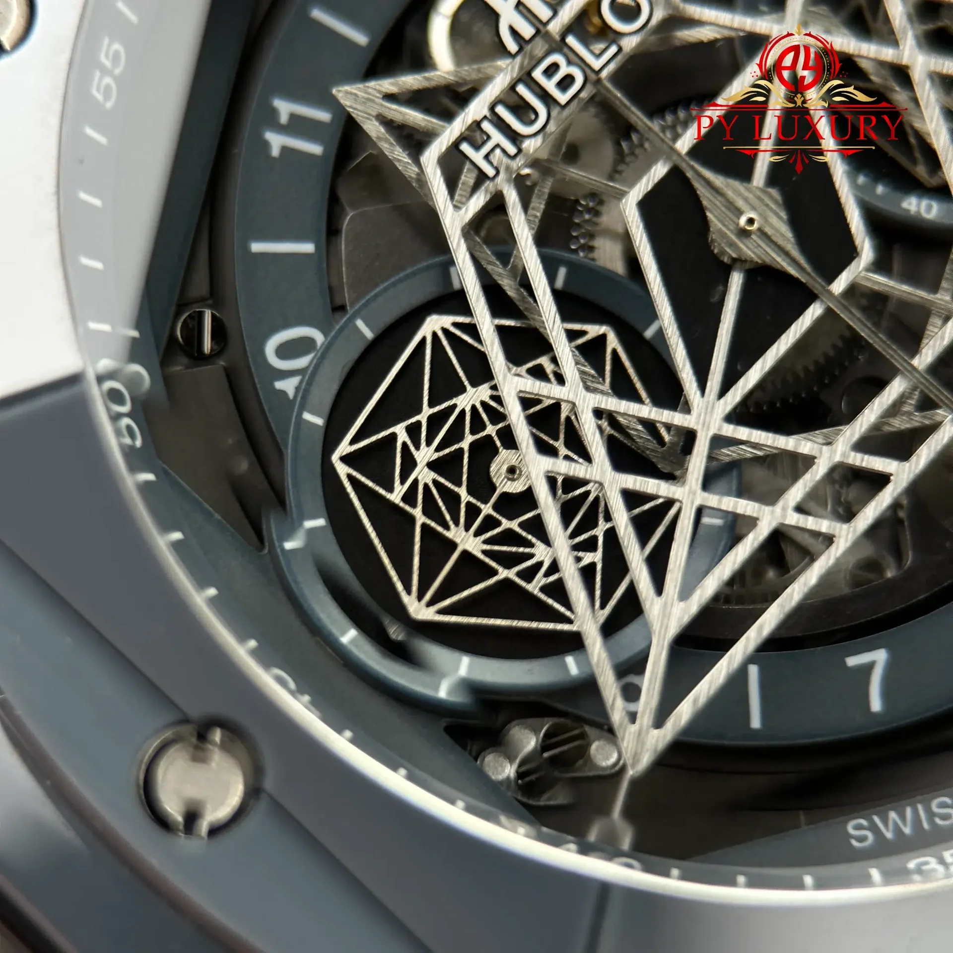 Hublot Big Bang Sang Bleu II Grey Ceramic Rubber Strap Best Replica BBF 45mm - 图片 8