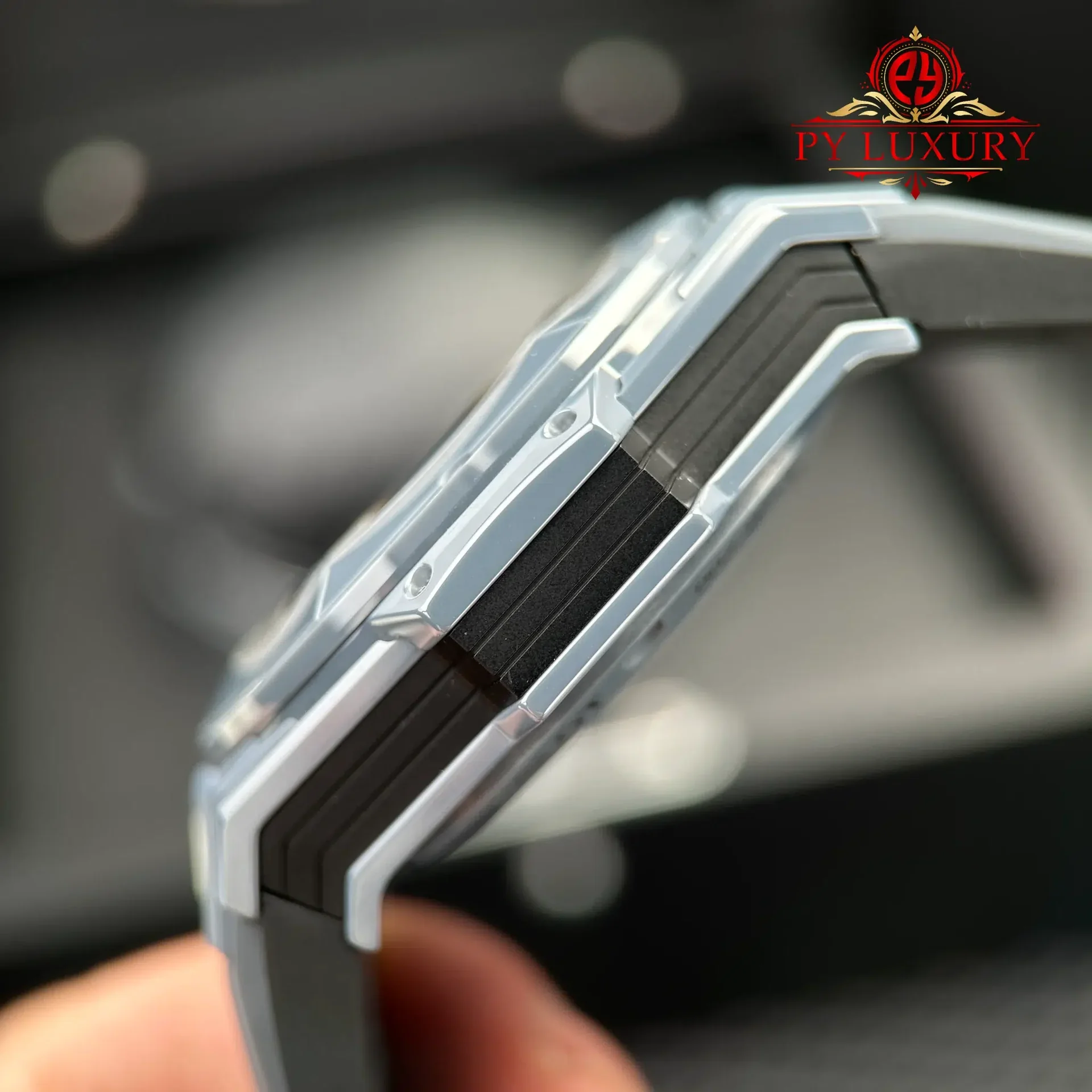 Hublot Big Bang Sang Bleu II Grey Ceramic Rubber Strap Best Replica BBF 45mm - 图片 9