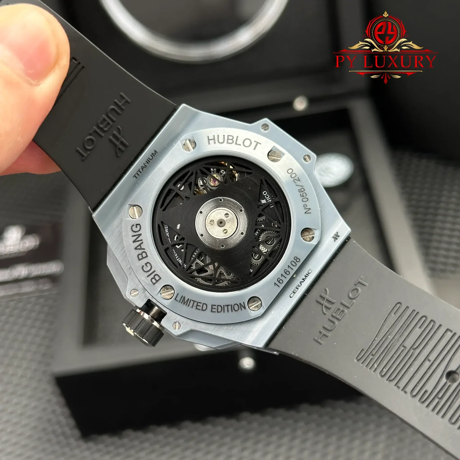 Hublot Big Bang Sang Bleu II Grey Ceramic Rubber Strap Best Replica BBF 45mm - 图片 11