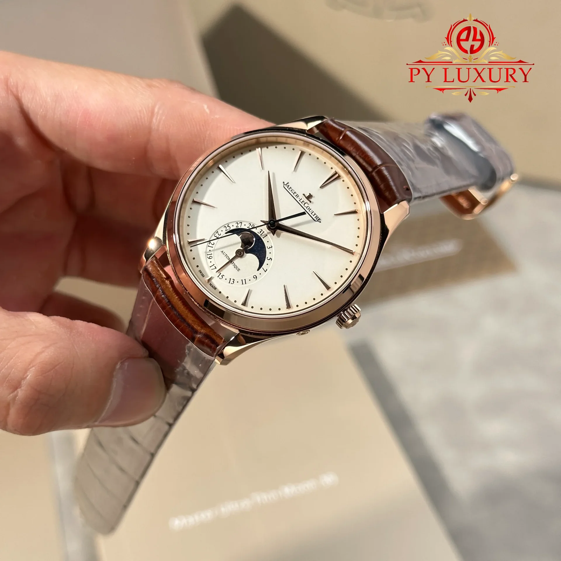 Jaeger-LeCoultre Master Ultra Thin Moonphase Q1362510 Rose Gold Brown Leather Strap Best Replica 39mm - 图片 3