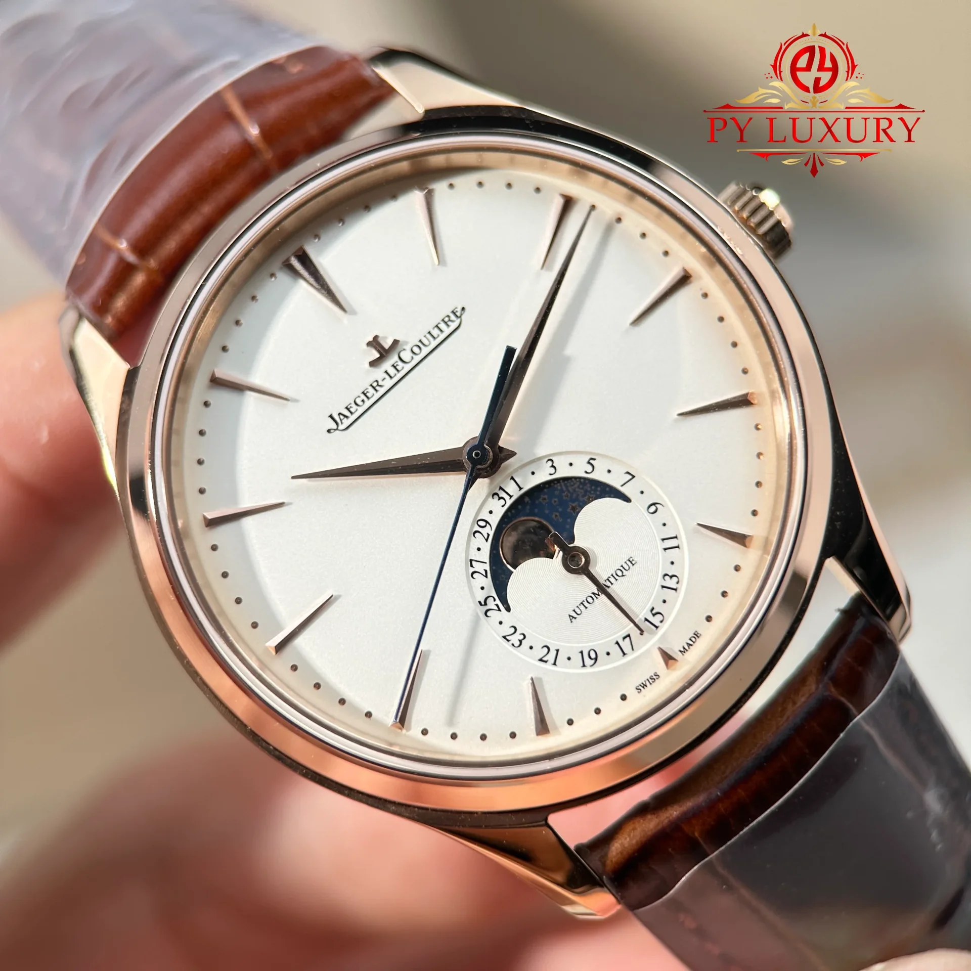 Jaeger-LeCoultre Master Ultra Thin Moonphase Q1362510 Rose Gold Brown Leather Strap Best Replica 39mm - 图片 4