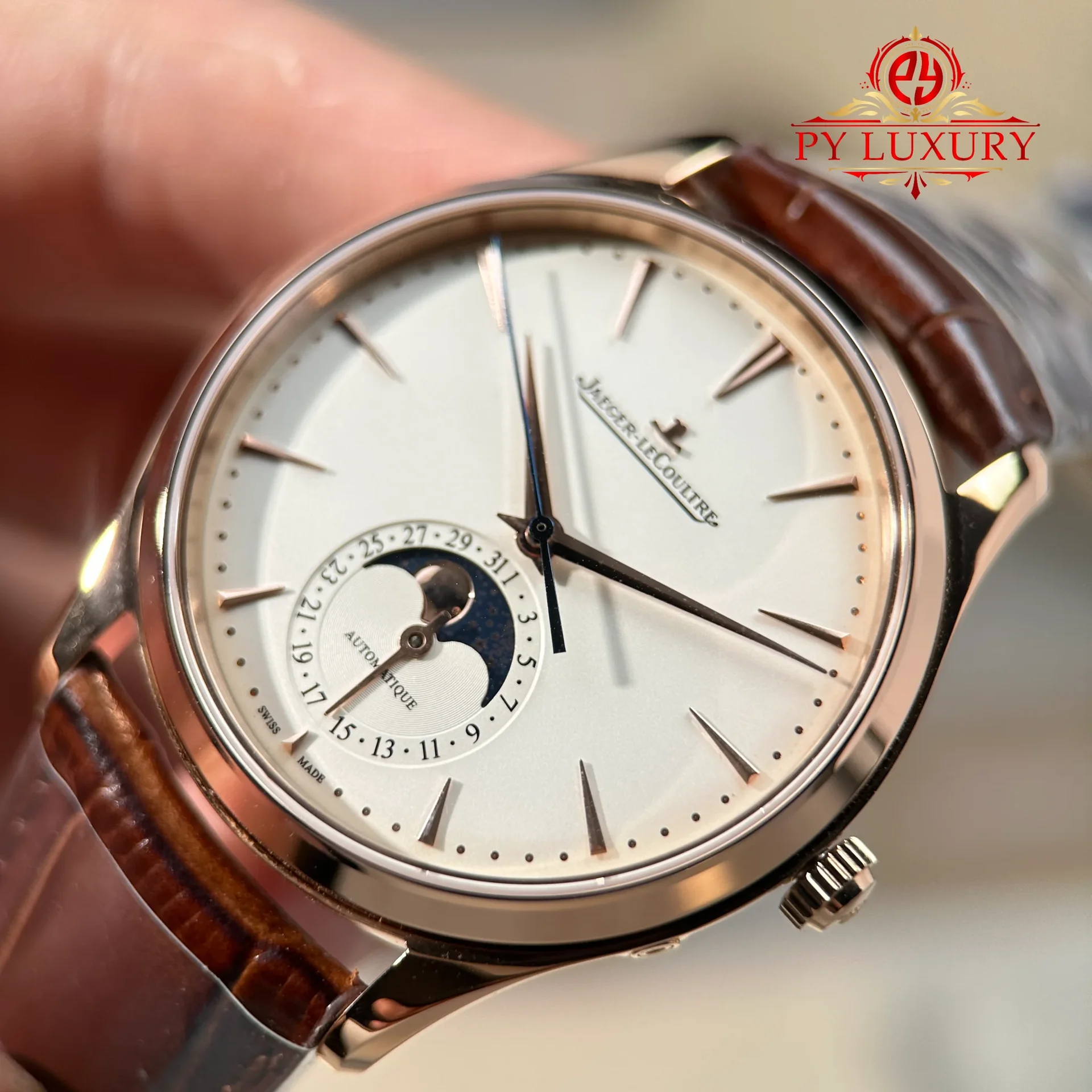 Jaeger-LeCoultre Master Ultra Thin Moonphase Q1362510 Rose Gold Brown Leather Strap Best Replica 39mm - 图片 5