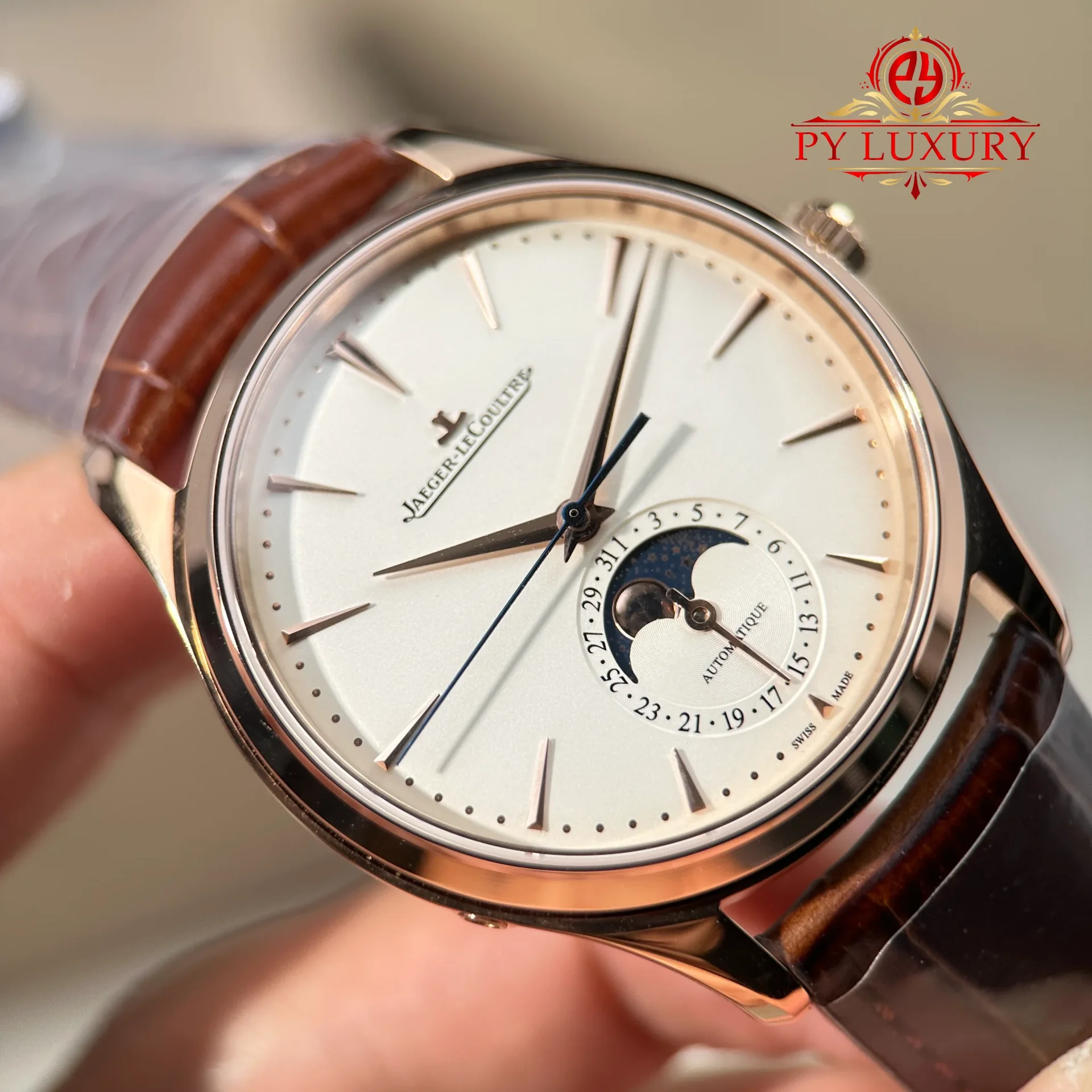 Jaeger-LeCoultre Master Ultra Thin Moonphase Q1362510 Rose Gold Brown Leather Strap Best Replica 39mm - 图片 6