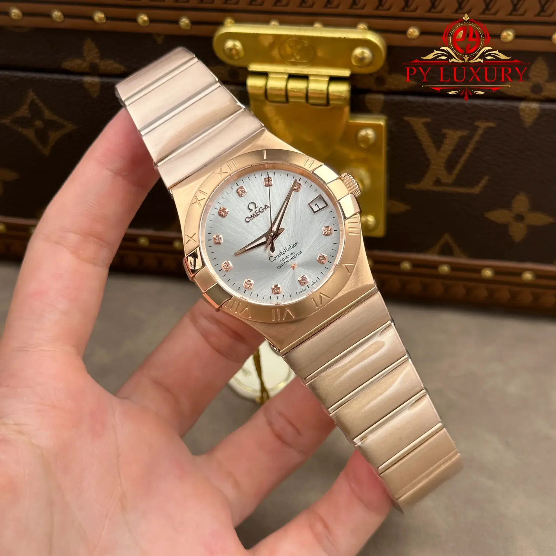 Omega Constellation 123.50.38.21.52.001 Red Gold Silver Diamond Dial Best Replica 38mm - 图片 2