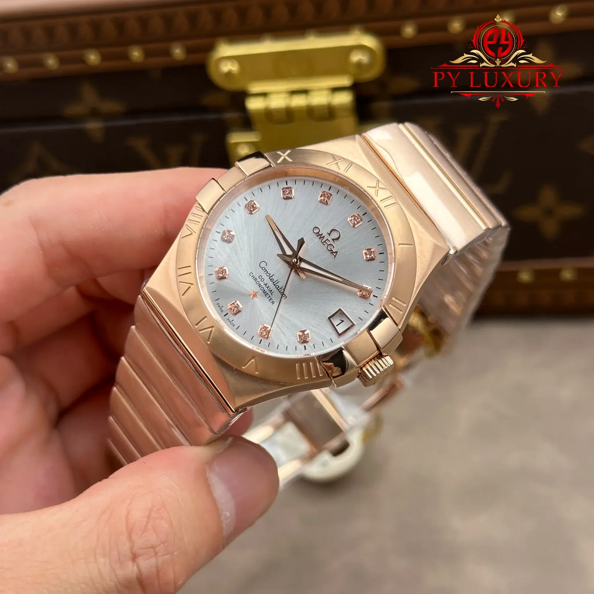 Omega Constellation 123.50.38.21.52.001 Red Gold Silver Diamond Dial Best Replica 38mm - 图片 3