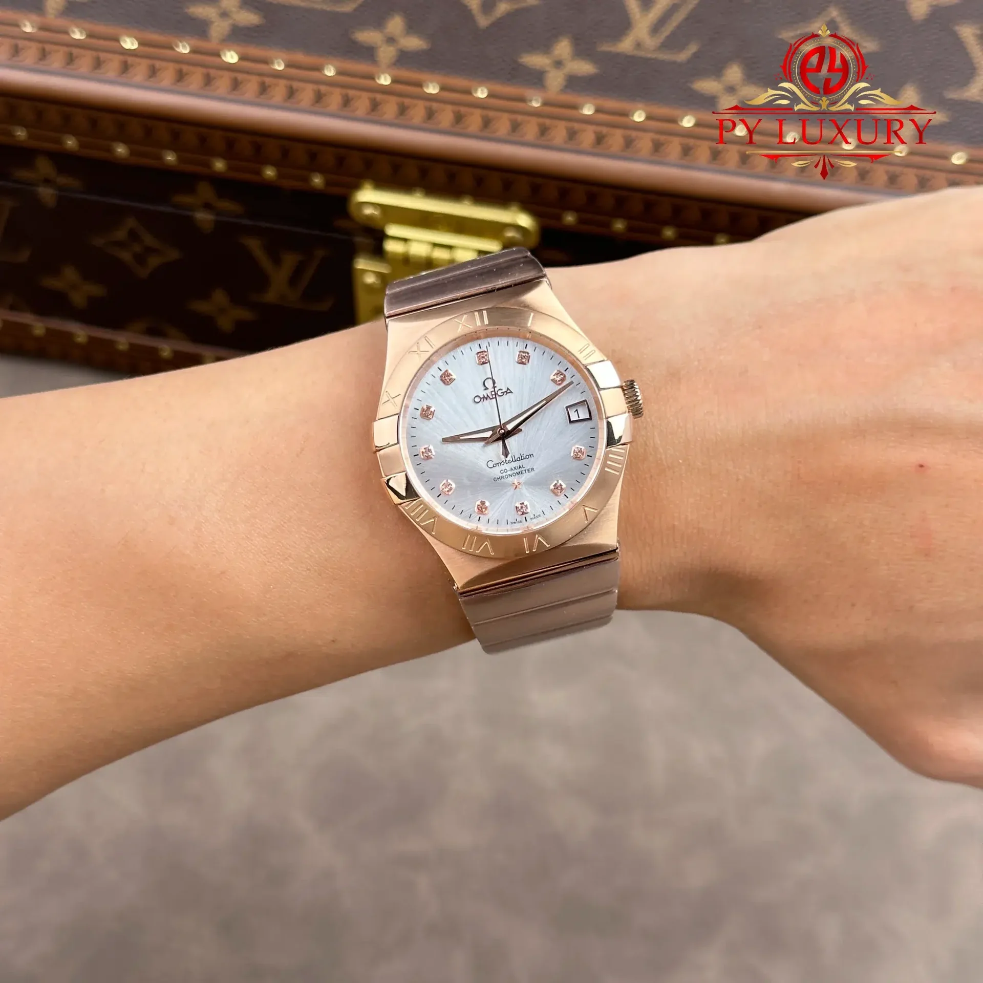 Omega Constellation 123.50.38.21.52.001 Red Gold Silver Diamond Dial Best Replica 38mm - 图片 4