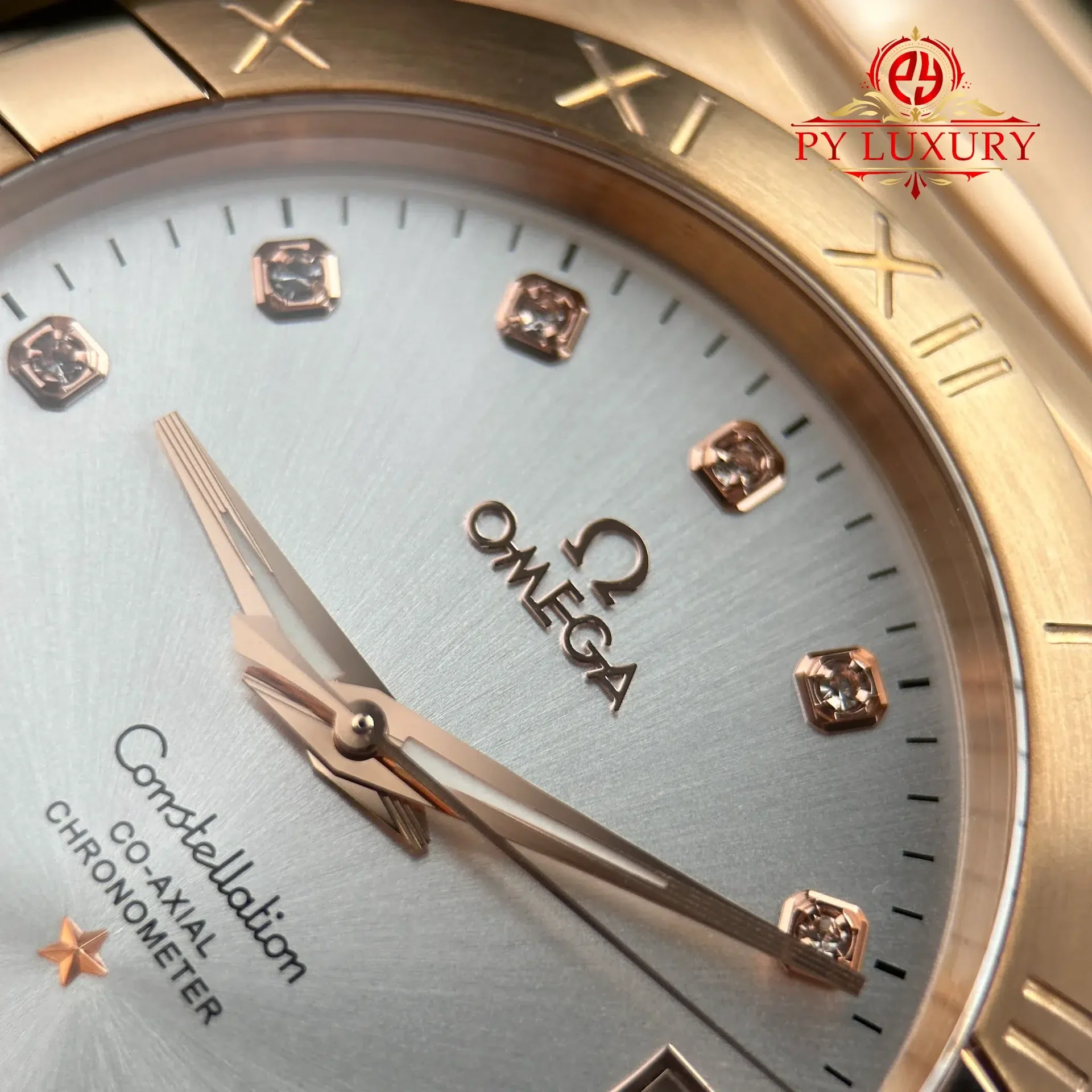 Omega Constellation 123.50.38.21.52.001 Red Gold Silver Diamond Dial Best Replica 38mm - 图片 6