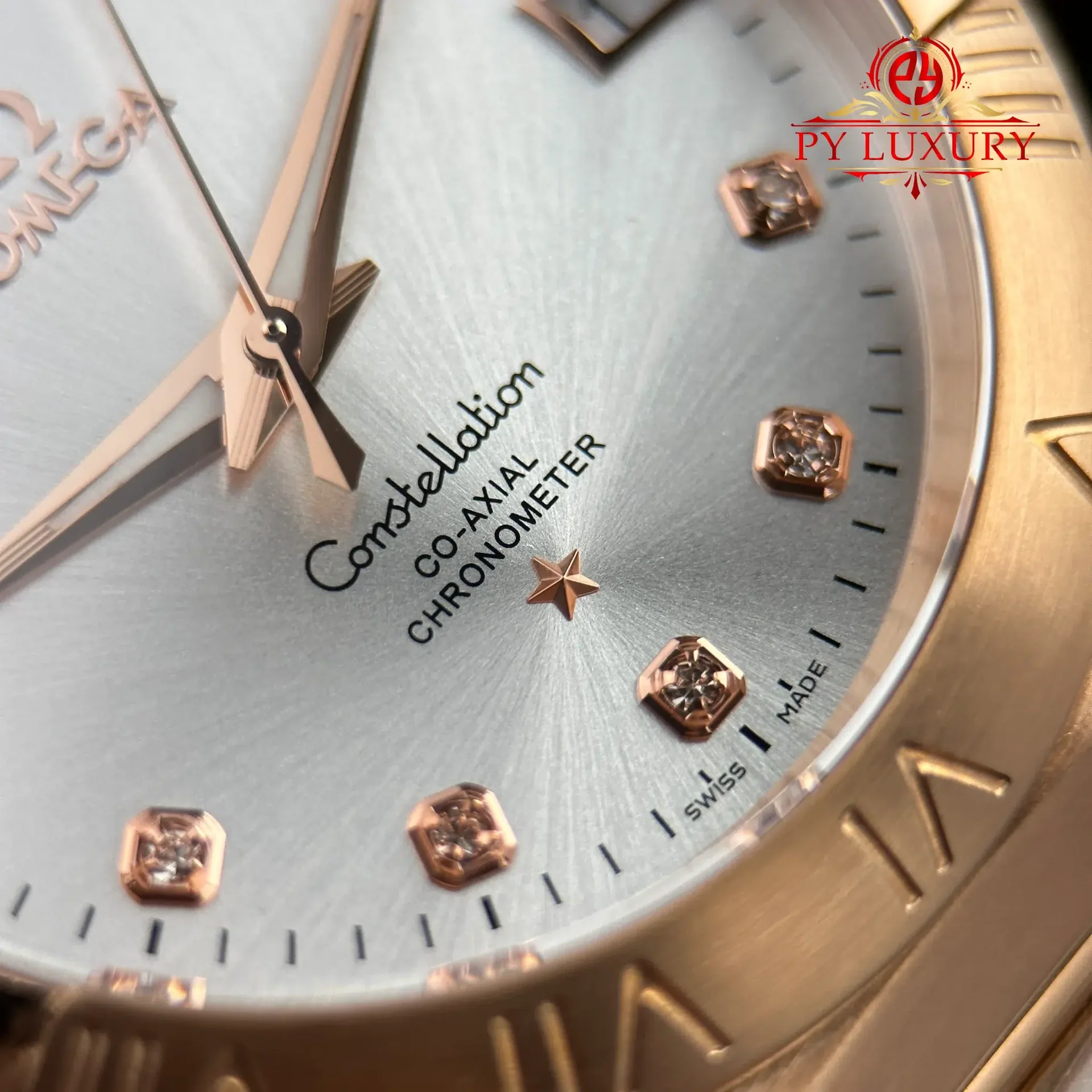 Omega Constellation 123.50.38.21.52.001 Red Gold Silver Diamond Dial Best Replica 38mm - 图片 7