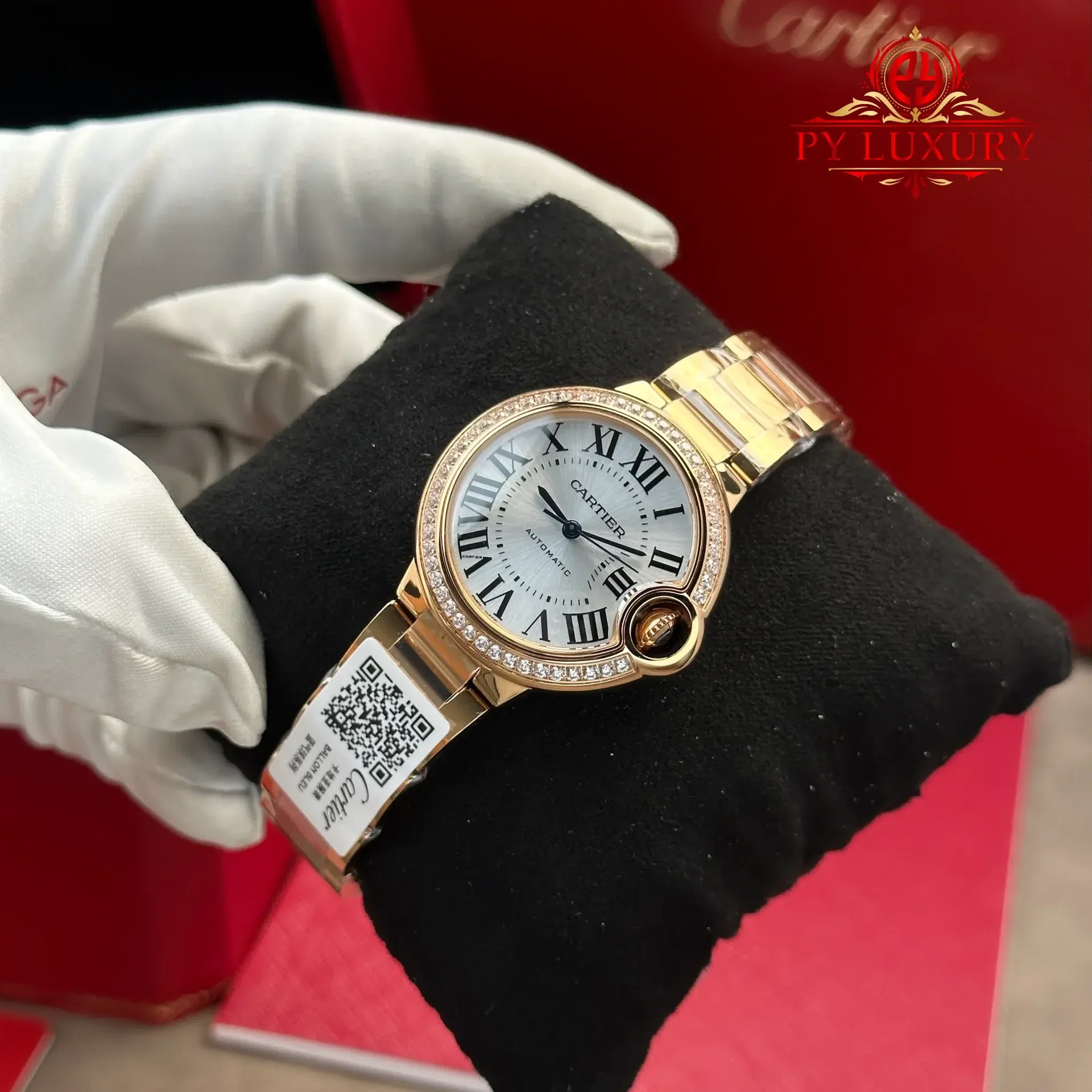 Cartier Ballon Bleu WJBB0063 Automatic Rose Gold Silver Dial Diamond Bezel Best Replica AF 33mm - 图片 3