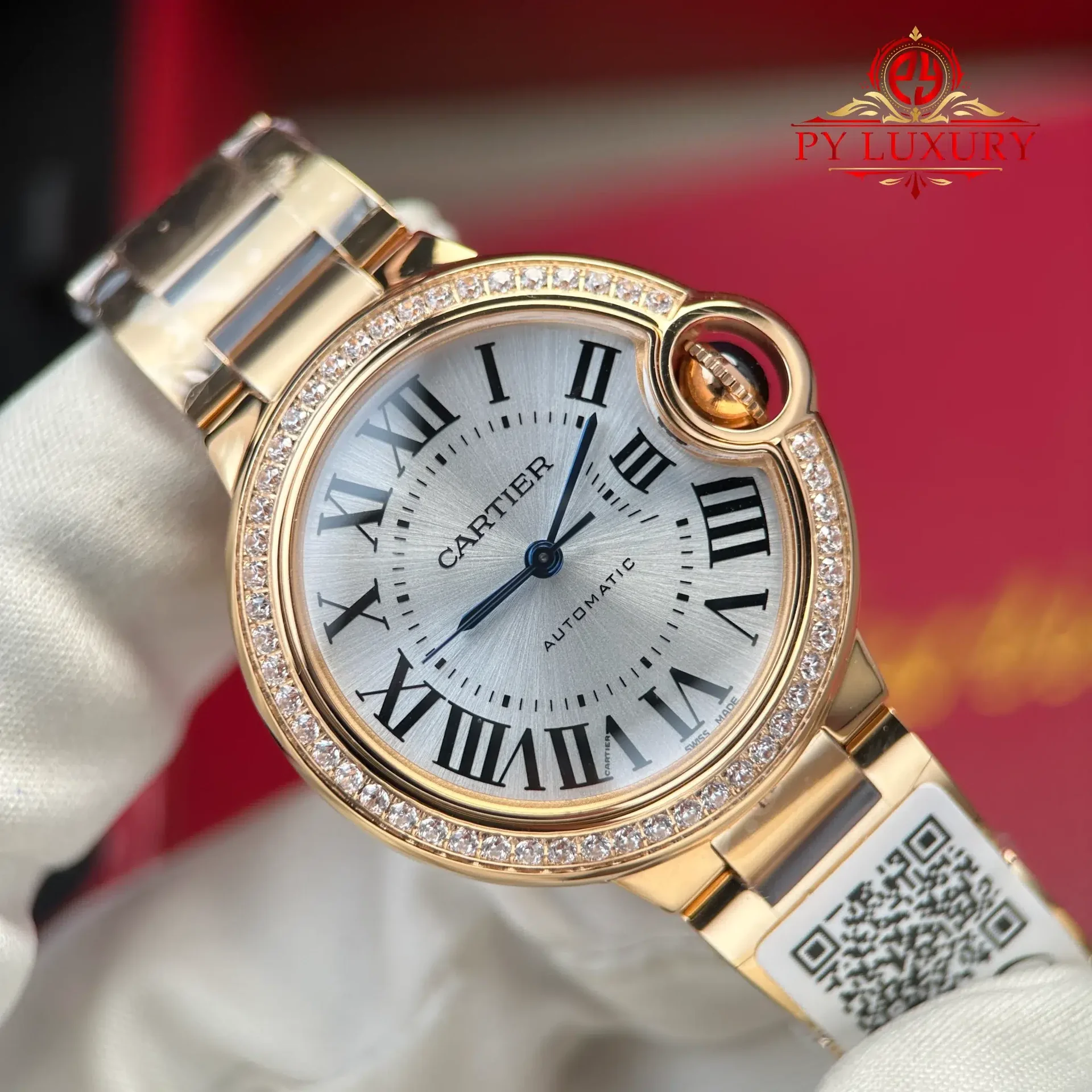 Cartier Ballon Bleu WJBB0063 Automatic Rose Gold Silver Dial Diamond Bezel Best Replica AF 33mm - 图片 4