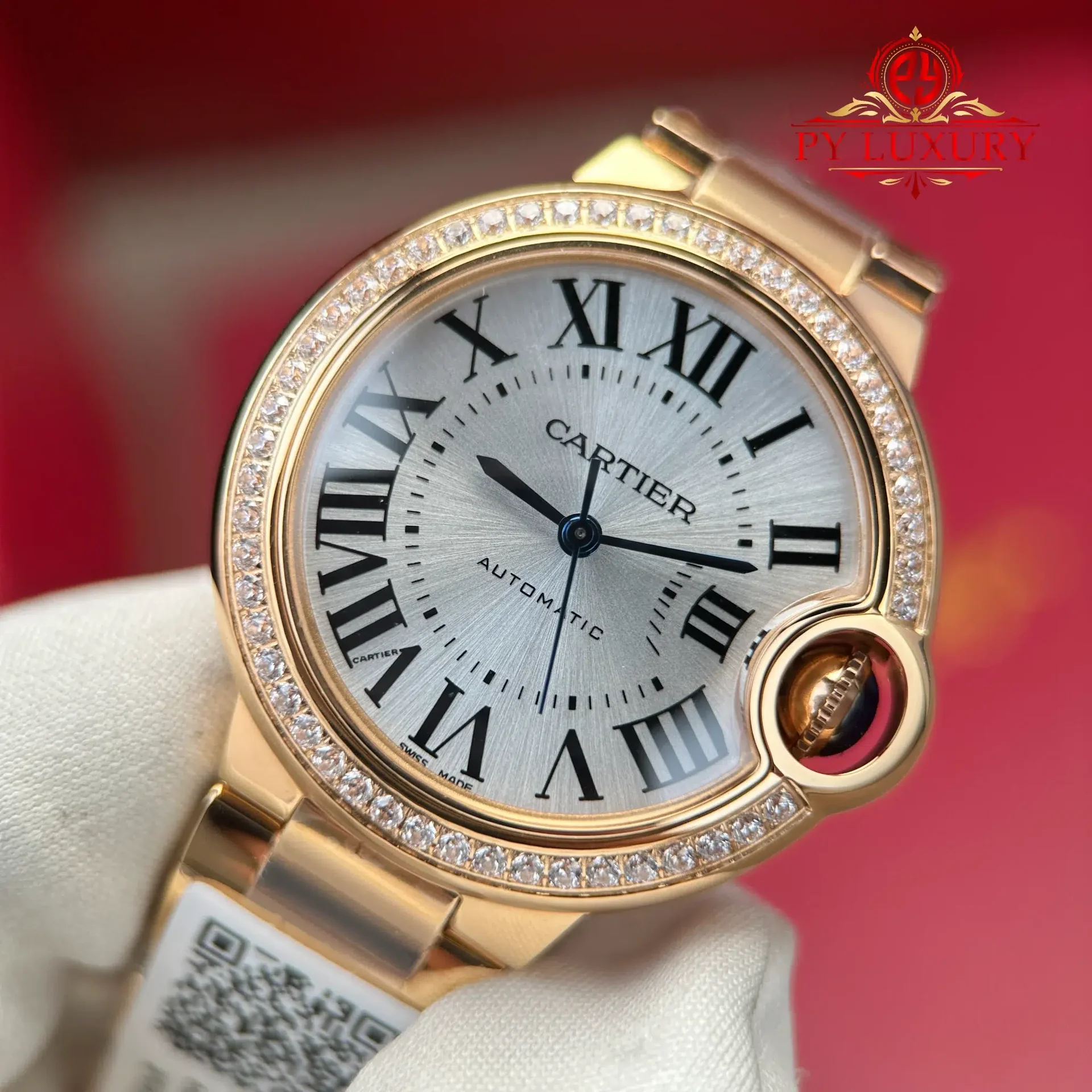 Cartier Ballon Bleu WJBB0063 Automatic Rose Gold Silver Dial Diamond Bezel Best Replica AF 33mm - 图片 5