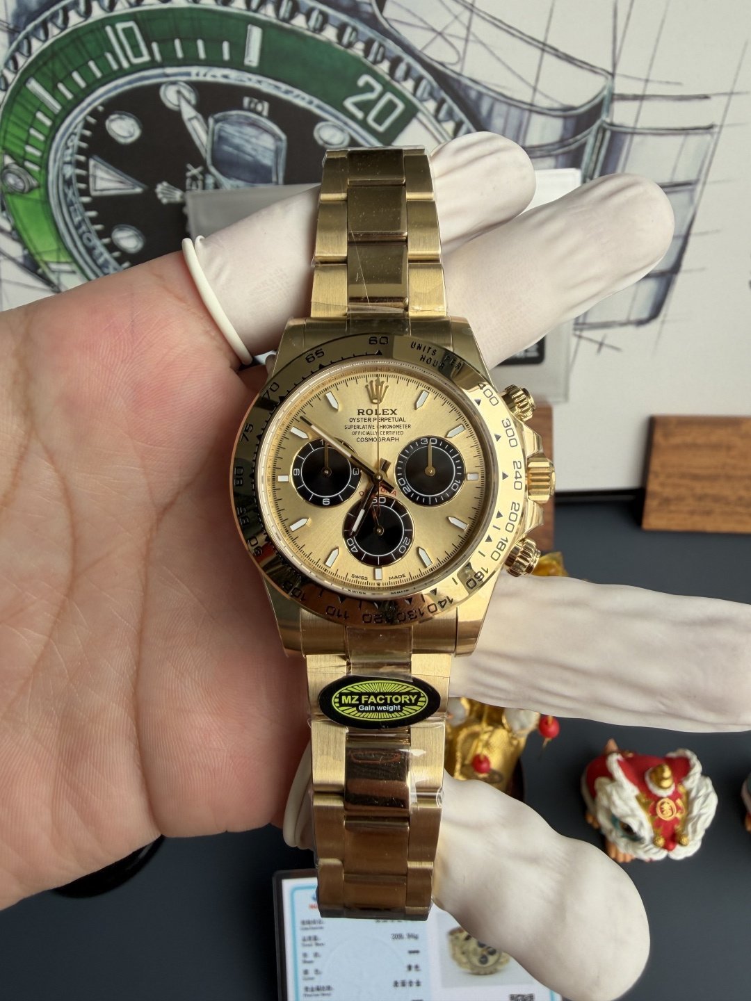 Rolex Daytona 126508-0006 Champagne Dial 18K Yellow Gold Plating Top Quality Replica Gained Weight 210g MZF 40mm