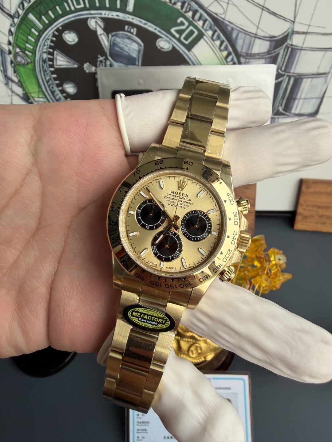 Rolex Daytona 126508-0006 Champagne Dial 18K Yellow Gold Plating Top Quality Replica Gained Weight 210g MZF 40mm - 图片 2