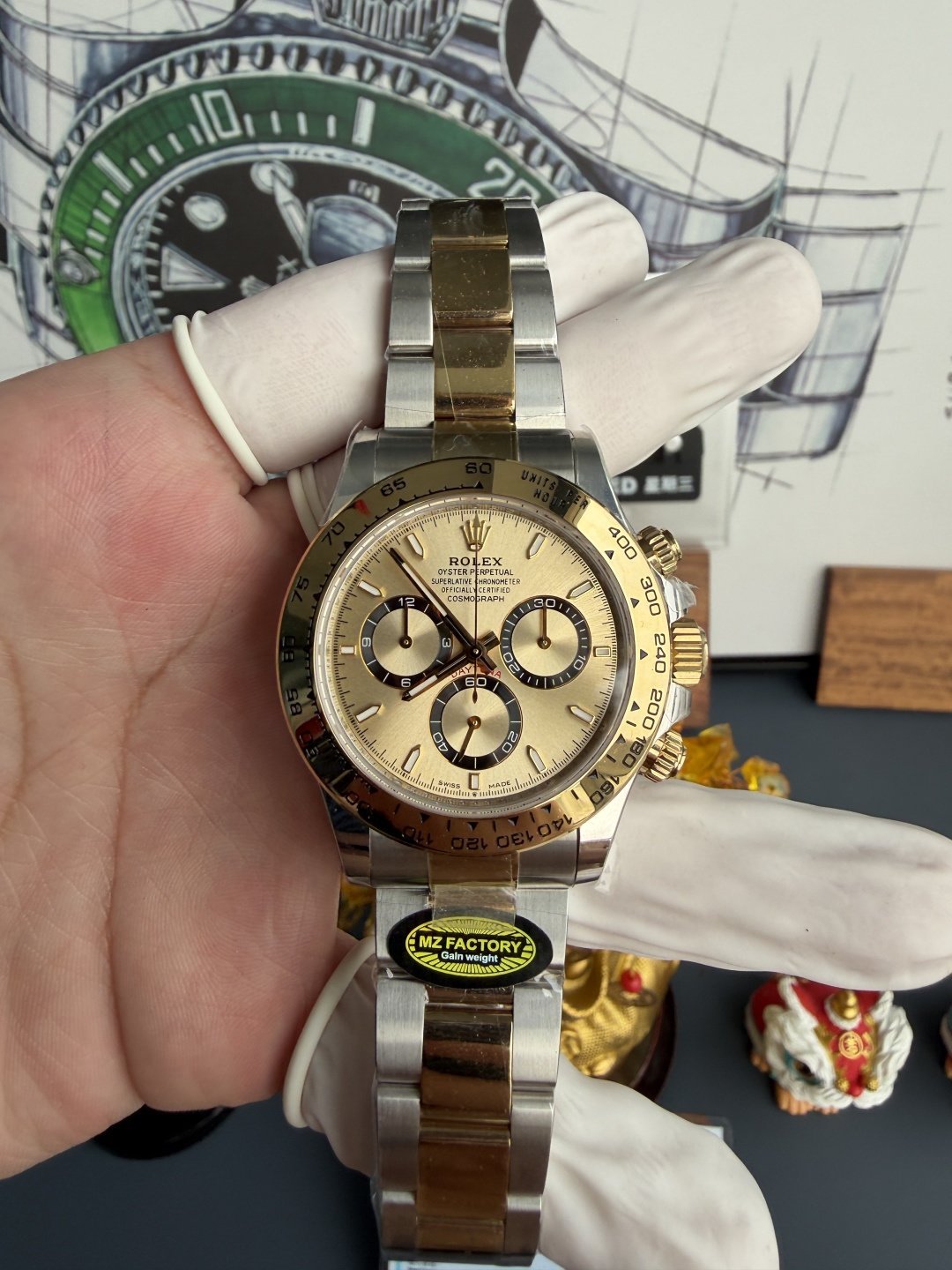 Rolex Daytona 126503-0004 Two Tone Golden Dial 18K Gold Plating Top Quality Replica Gained Weight 210g MZF 40mm