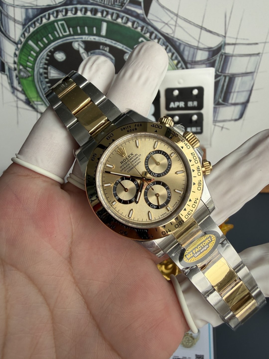 Rolex Daytona 126503-0004 Two Tone Golden Dial 18K Gold Plating Top Quality Replica Gained Weight 210g MZF 40mm - 图片 2