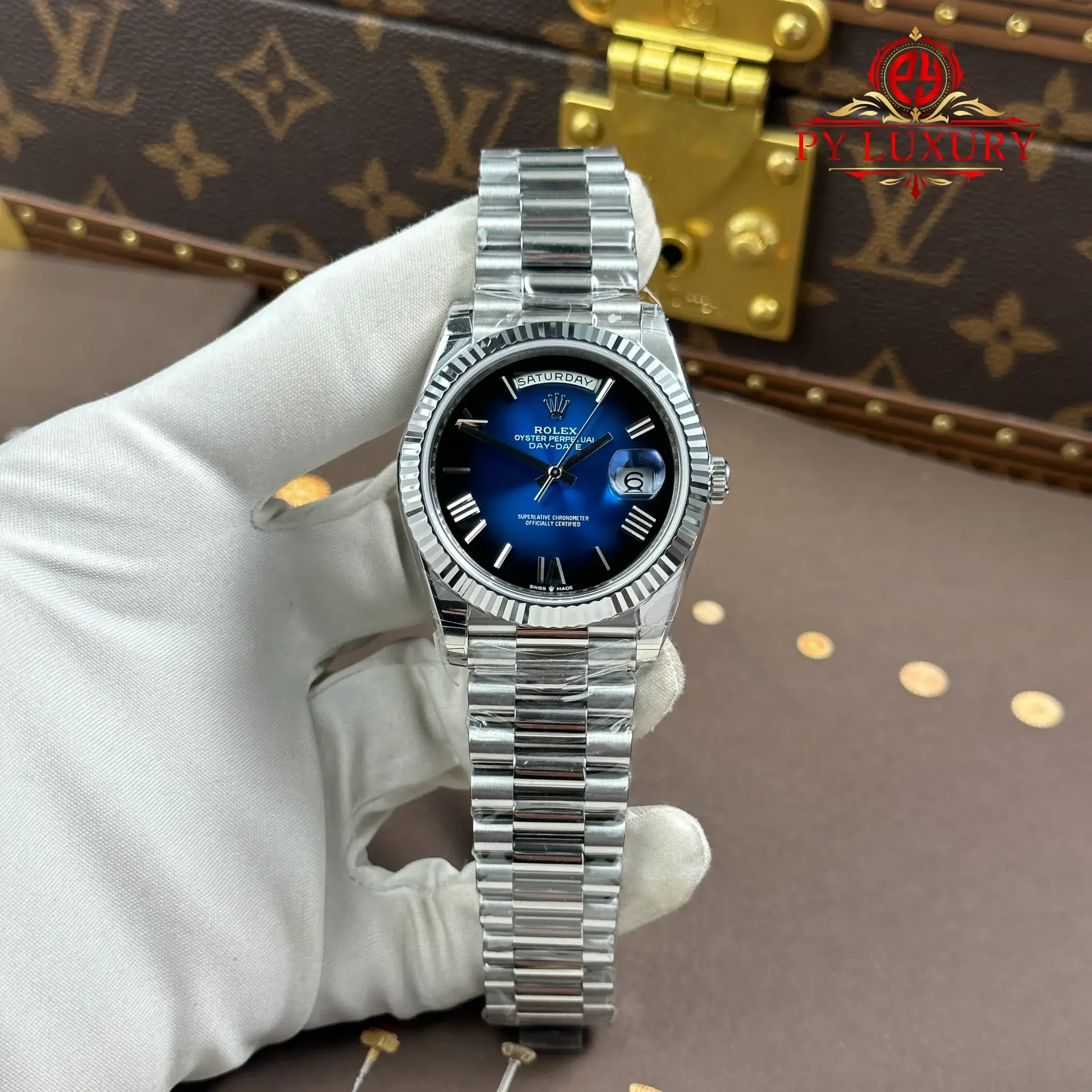 Rolex Day-Date 228239-0076 Blue Ombré Dial Super Clone Gained Weight 210g RCF 40mm