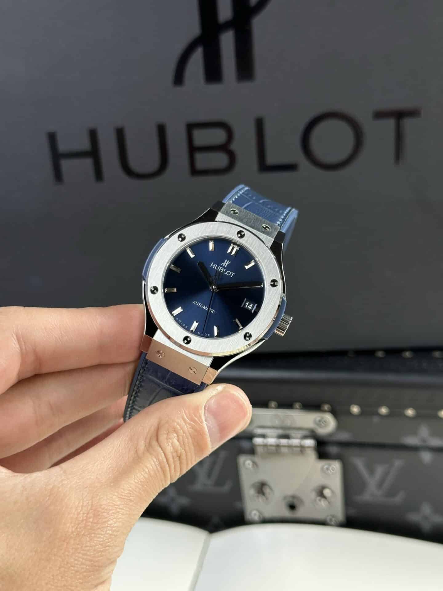 Hublot Classic Fusion Titanium Blue Dial Leather Best Replica JJF 38mm - 图片 3