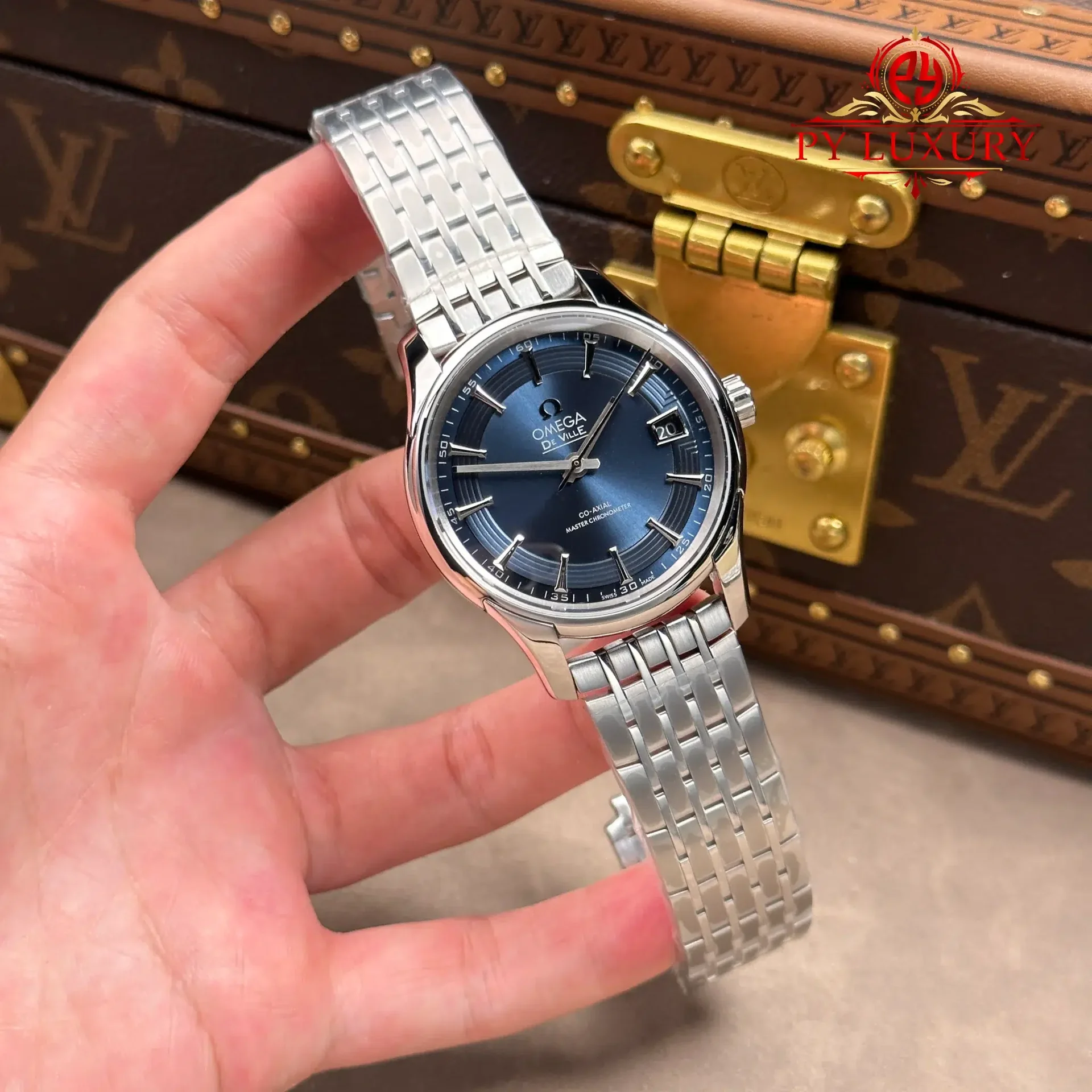 Omega DeVille Hour Vision Blue Dial Metal Bracelet Best Replica 41mm - 图片 2