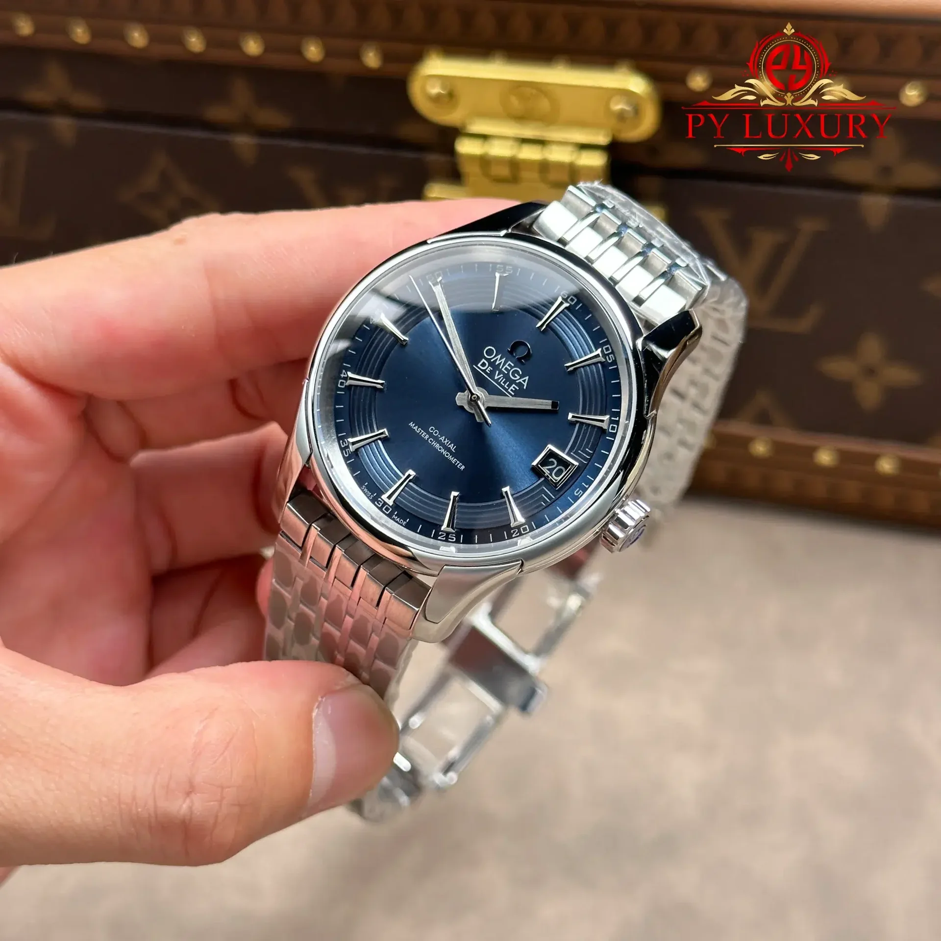 Omega DeVille Hour Vision Blue Dial Metal Bracelet Best Replica 41mm - 图片 3