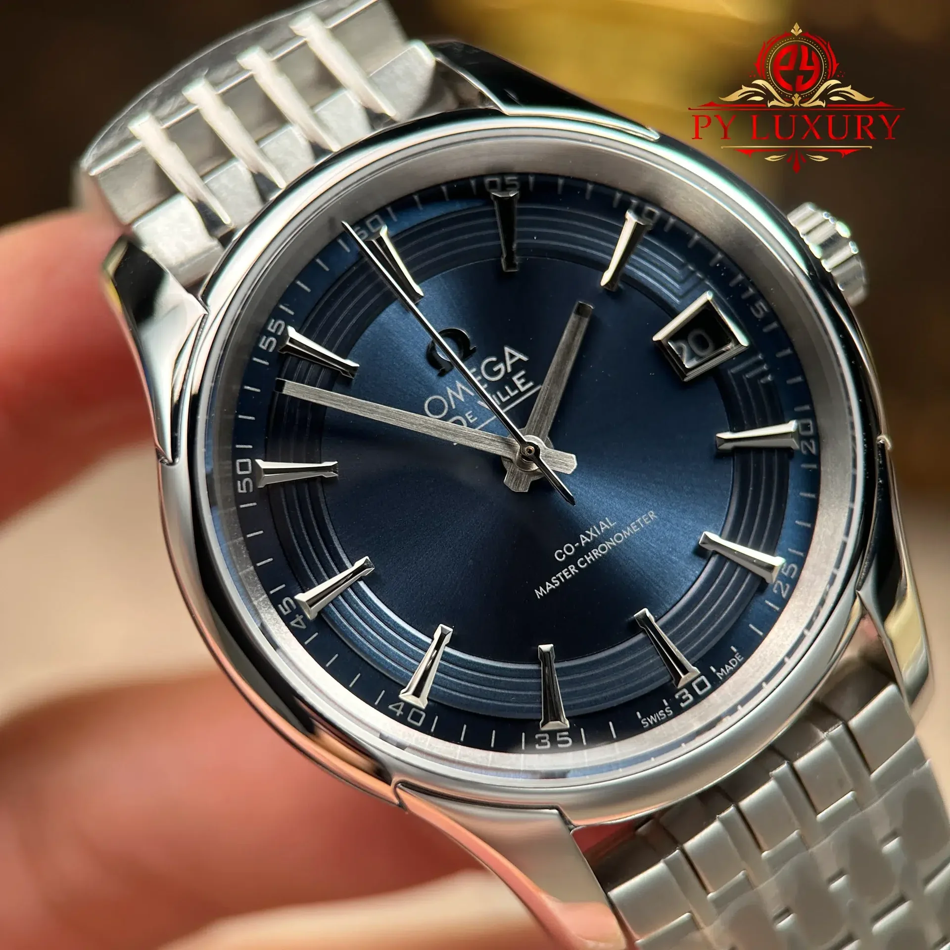 Omega DeVille Hour Vision Blue Dial Metal Bracelet Best Replica 41mm - 图片 4
