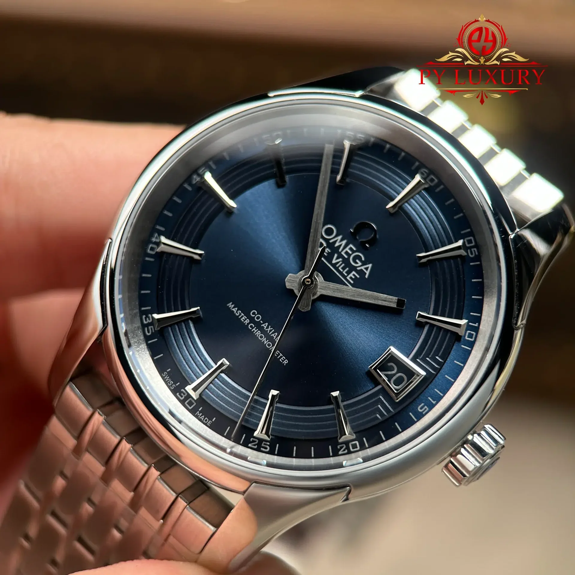Omega DeVille Hour Vision Blue Dial Metal Bracelet Best Replica 41mm - 图片 5