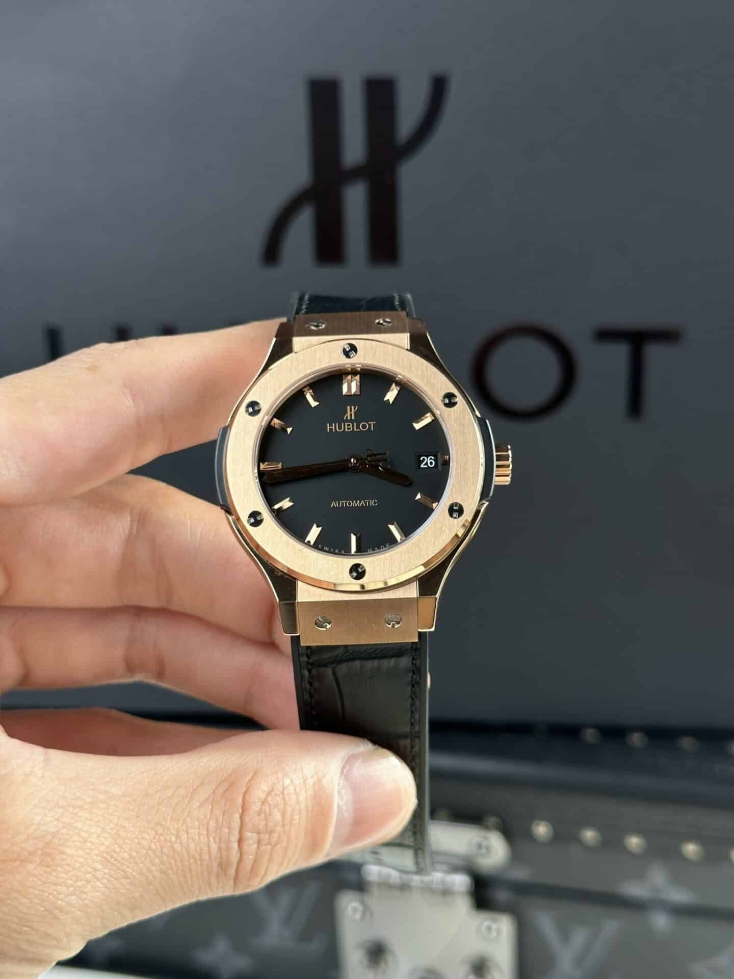 Hublot Classic Fusion King Gold Black Dial Best Replica JJF 38mm
