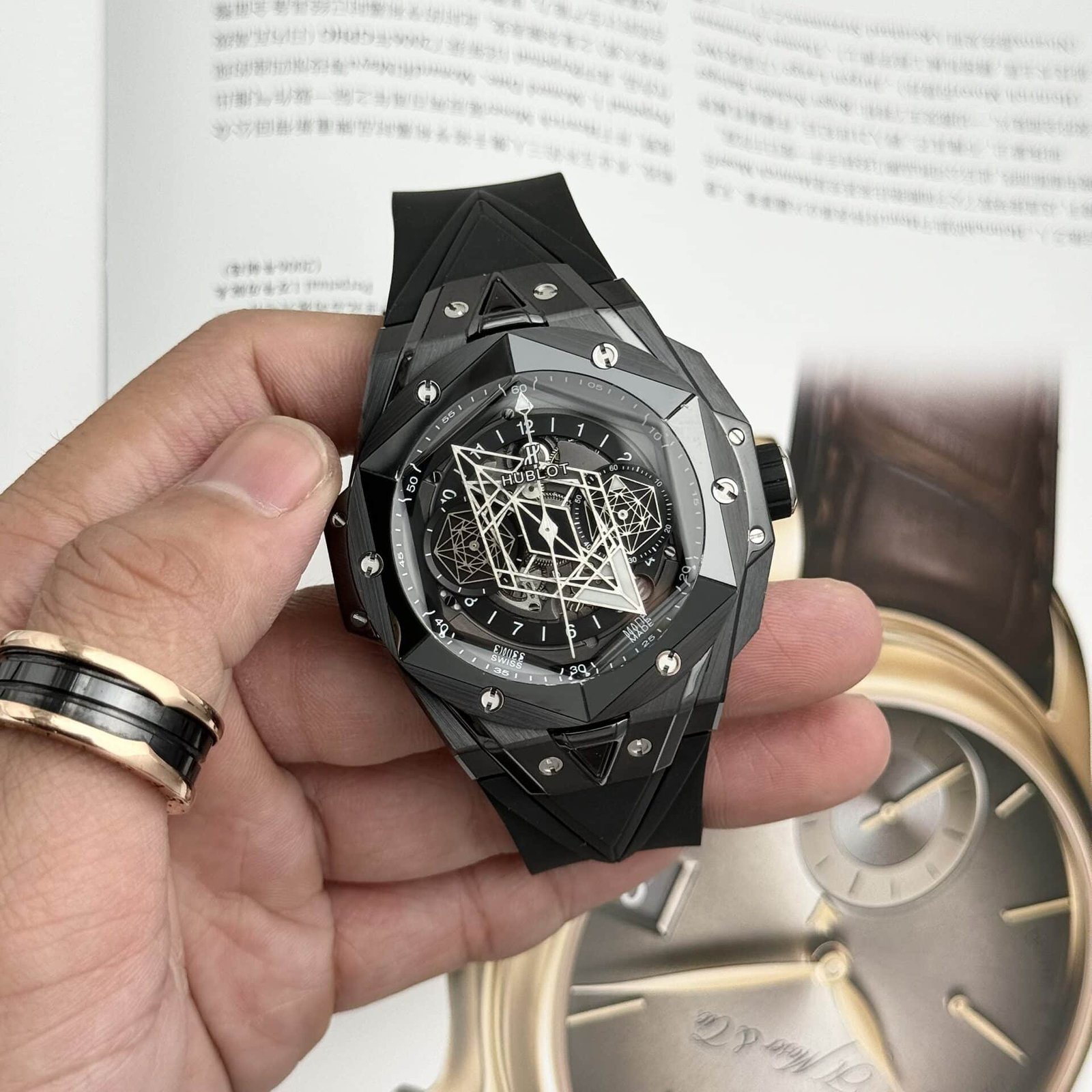 Hublot Big Bang Sang Bleu II Black Ceramic Black Dial Best Replica 45mm - 图片 4
