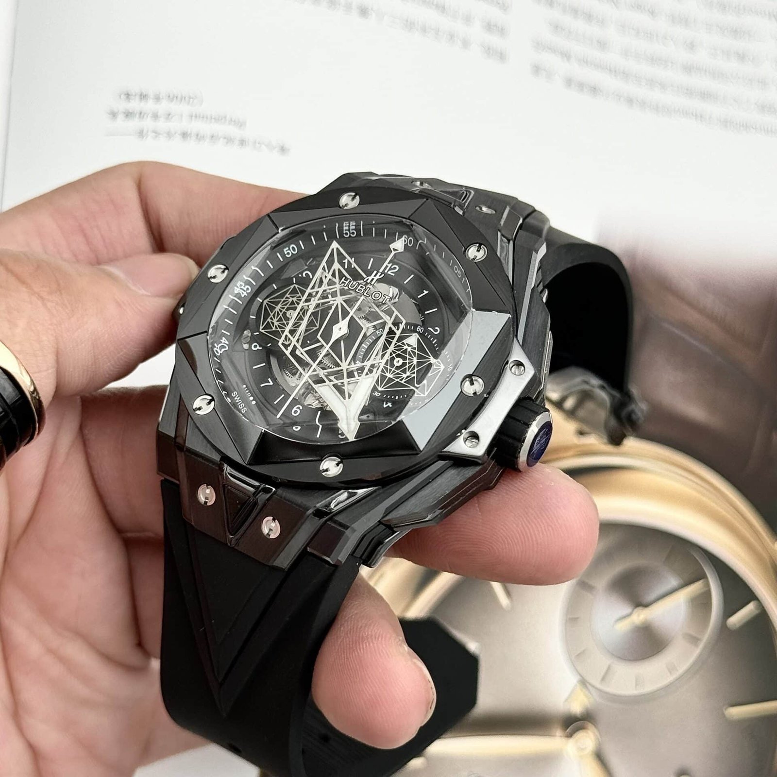Hublot Big Bang Sang Bleu II Black Ceramic Black Dial Best Replica 45mm - 图片 8