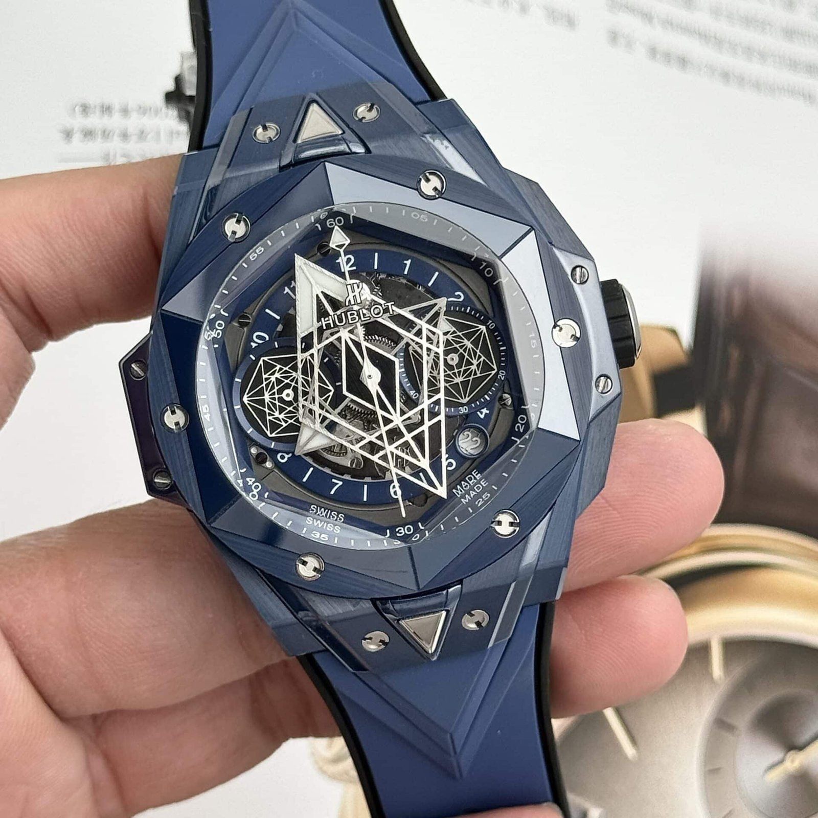 Hublot Big Bang Sang Bleu II Blue Ceramic Rubber Super Clone BBF 45mm - 图片 3