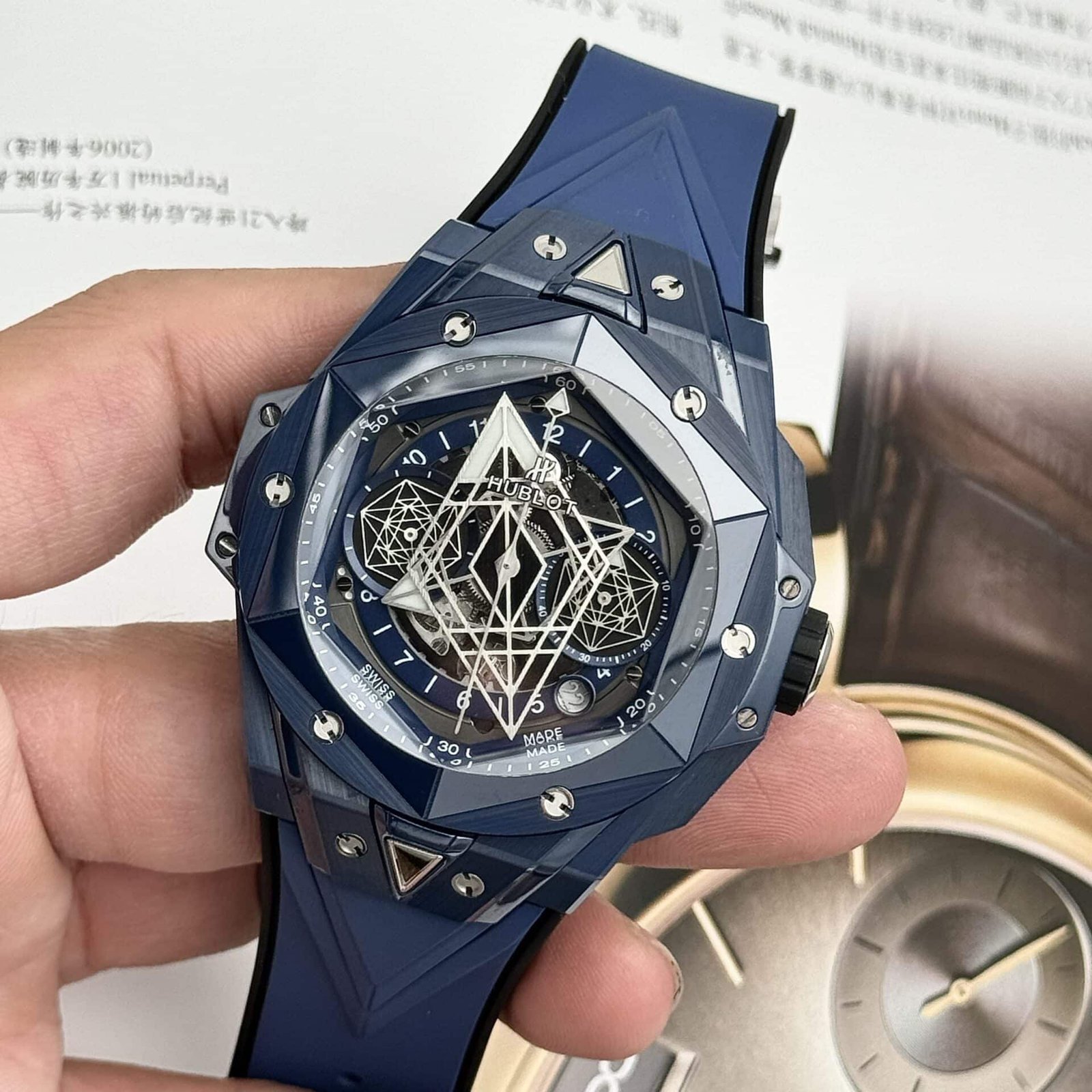 Hublot Big Bang Sang Bleu II Blue Ceramic Rubber Super Clone BBF 45mm - 图片 4