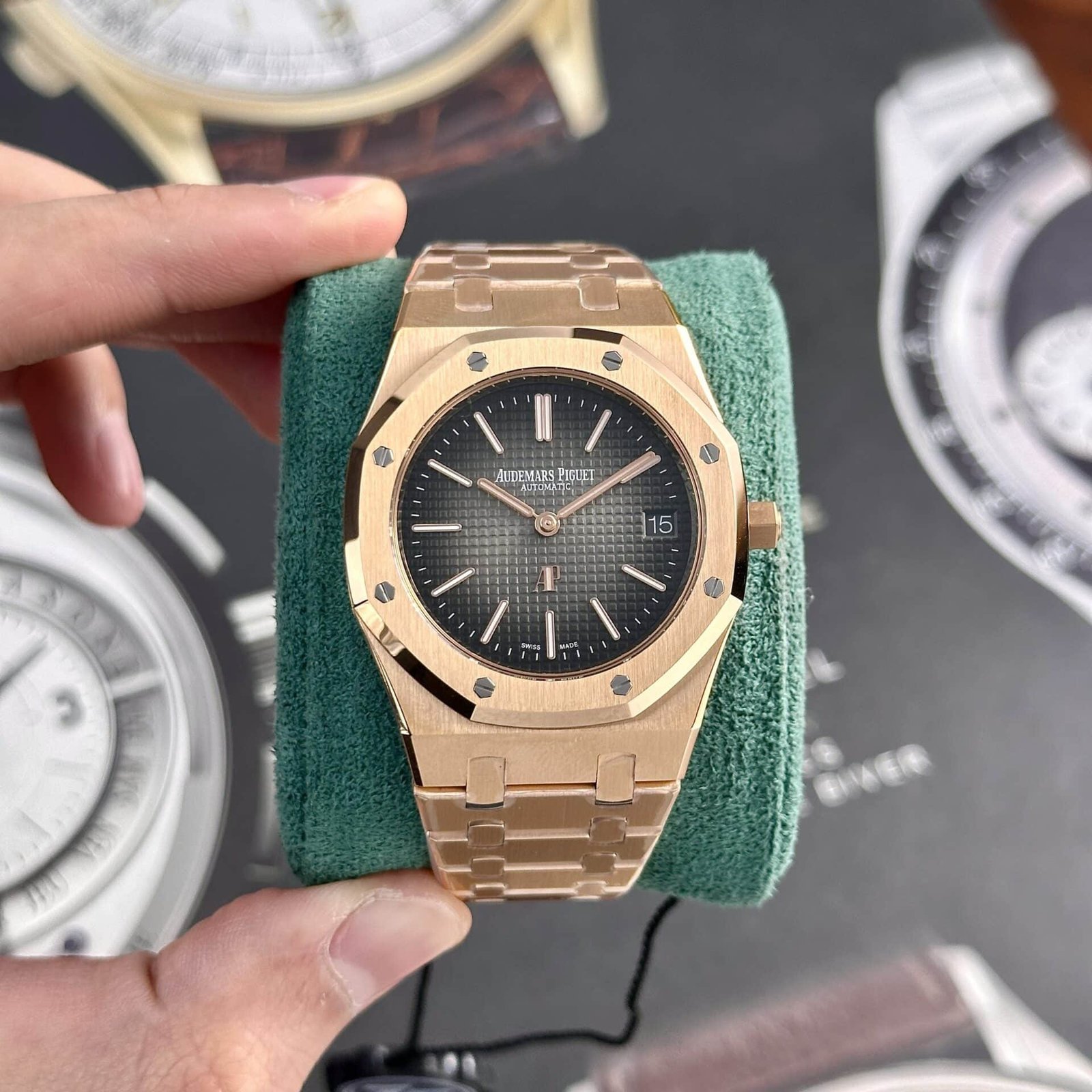 Audemars Piguet Royal Oak Jumbo Extra-thin 16202OR Smoked Grey Dial Best Replica 39mm