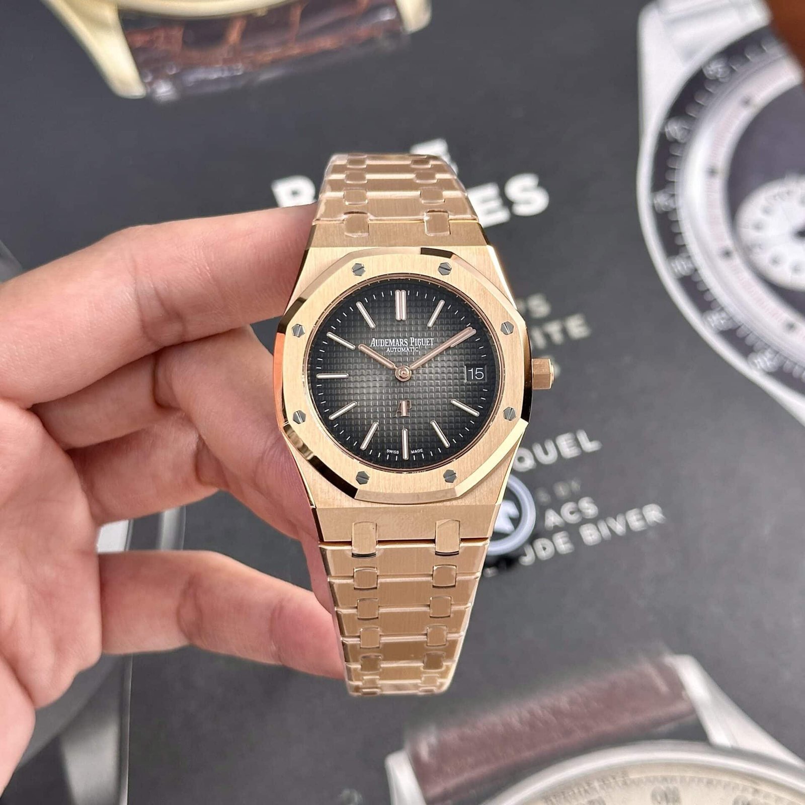 Audemars Piguet Royal Oak Jumbo Extra-thin 16202OR Smoked Grey Dial Best Replica 39mm - 图片 4