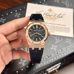 Audemars Piguet Royal Oak 15450OR Rose Gold Black Dial Leather IP Factory 37mm