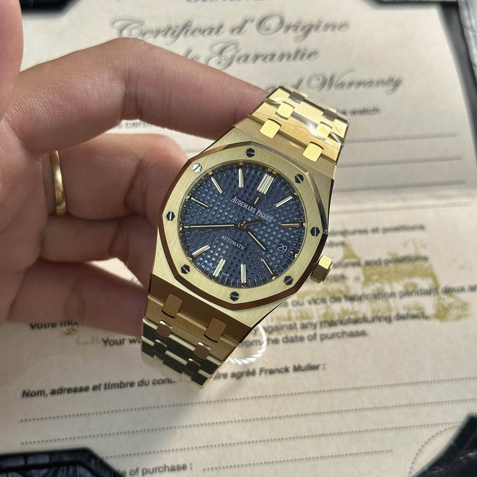 Audemars Piguet Royal Oak 15450BA Yellow Gold Blue Dial Replica IP Factory 37mm - 图片 2