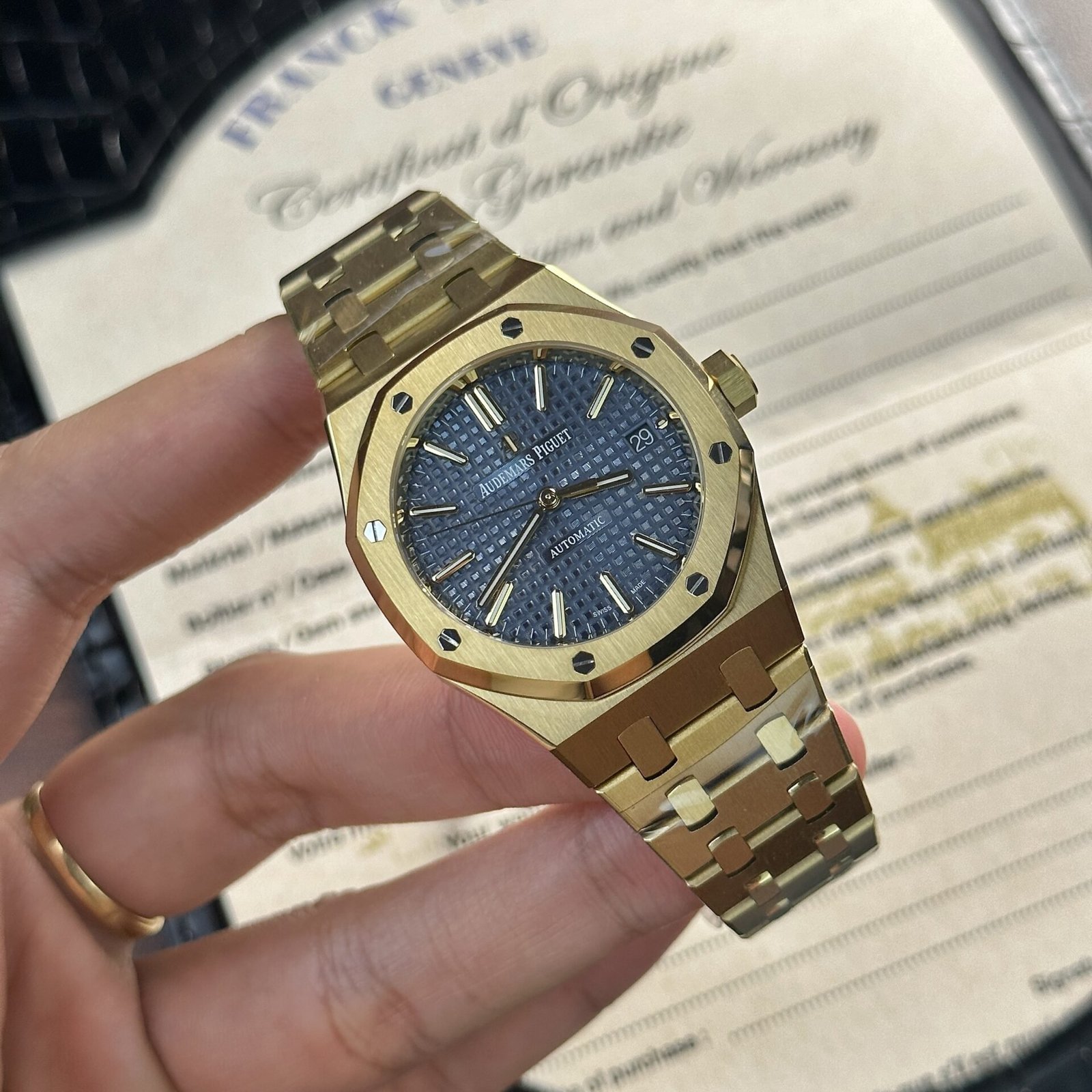 Audemars Piguet Royal Oak 15450BA Yellow Gold Blue Dial Replica IP Factory 37mm - 图片 3