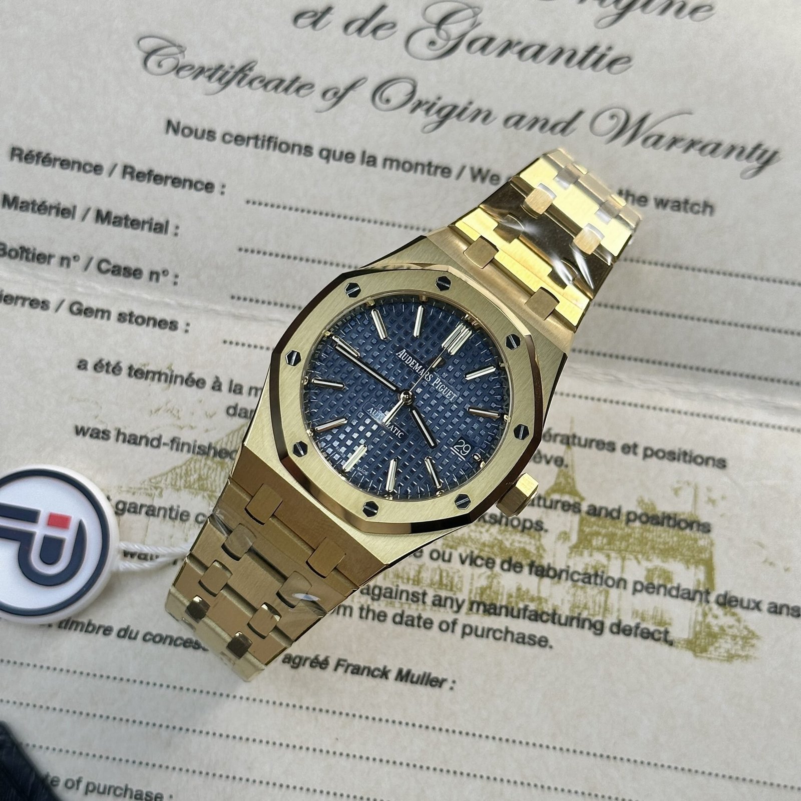 Audemars Piguet Royal Oak 15450BA Yellow Gold Blue Dial Replica IP Factory 37mm - 图片 4