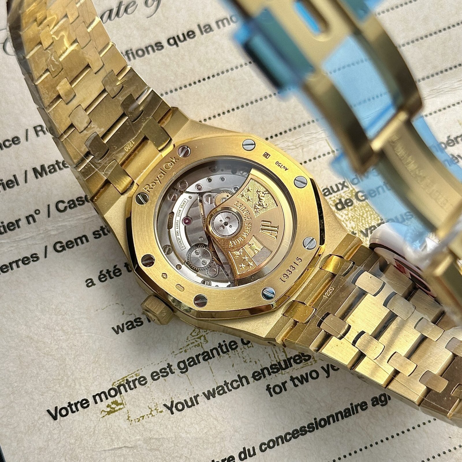 Audemars Piguet Royal Oak 15450BA Yellow Gold Blue Dial Replica IP Factory 37mm - 图片 6