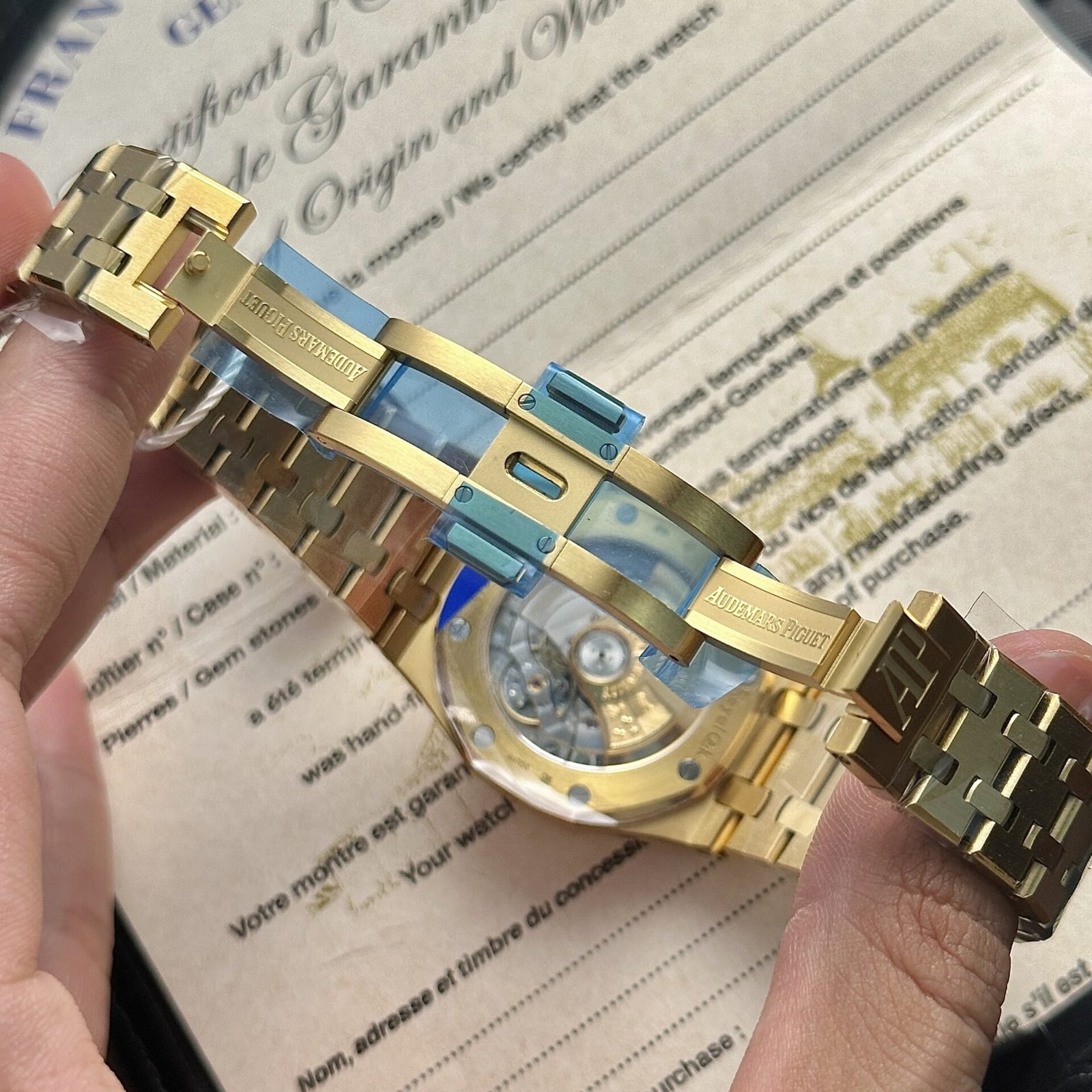 Audemars Piguet Royal Oak 15450BA Yellow Gold Blue Dial Replica IP Factory 37mm - 图片 7