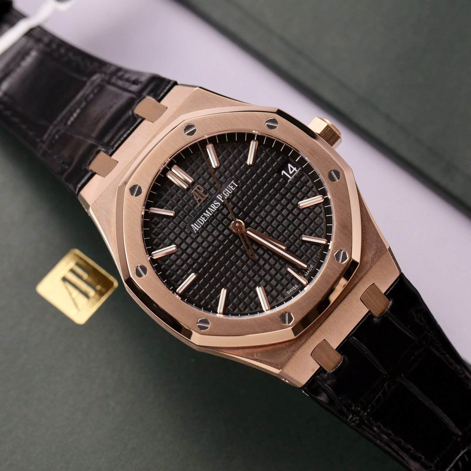 Audemars Piguet Royal Oak 15500OR 18K Gold Wrapped Black Dial Leather 41mm - 图片 3