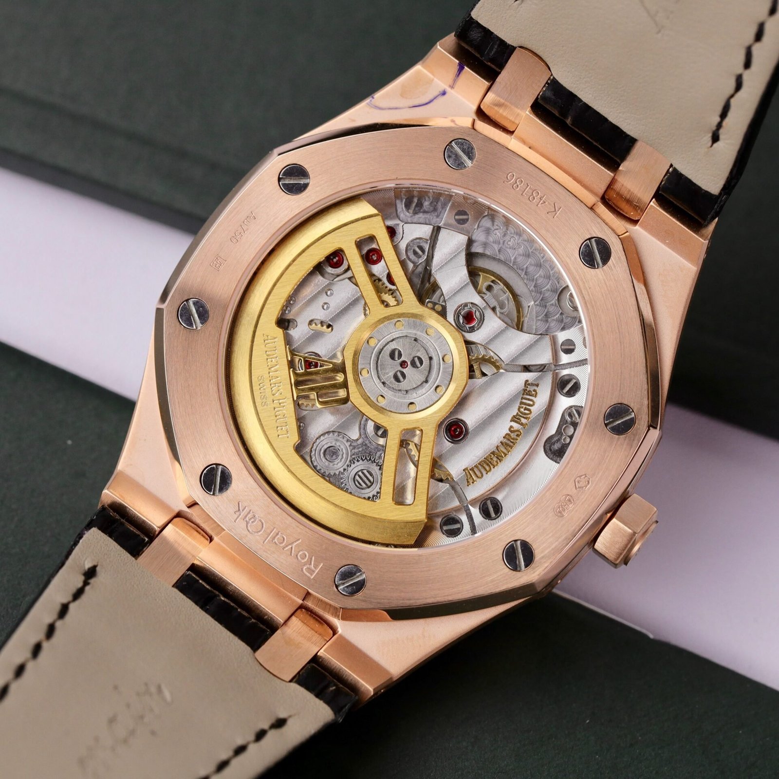 Audemars Piguet Royal Oak 15500OR 18K Gold Wrapped Black Dial Leather 41mm - 图片 9