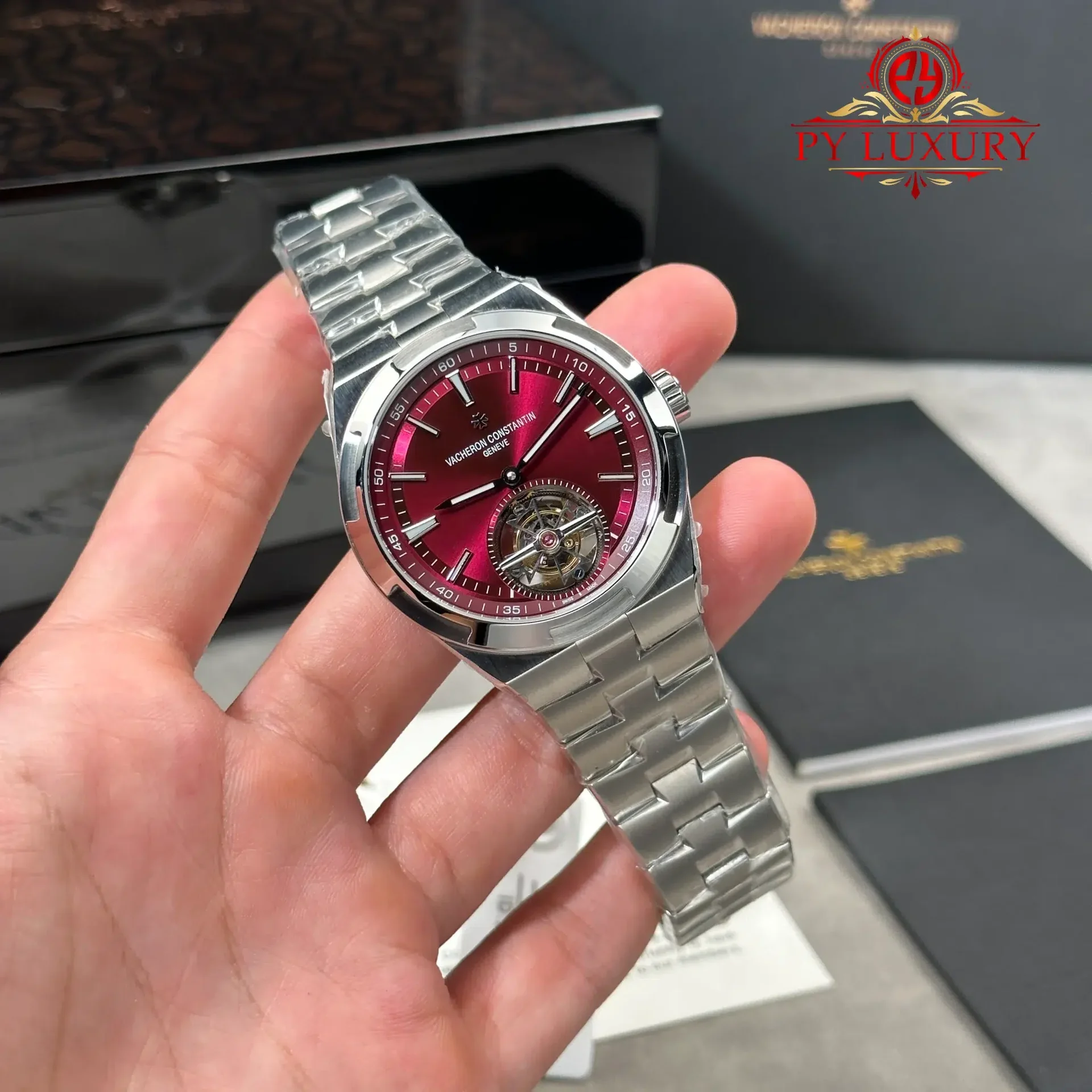 Vacheron Constantin Overseas 6000V Tourbillon Burgundy Red Dial Best Replica 42.5mm - 图片 2