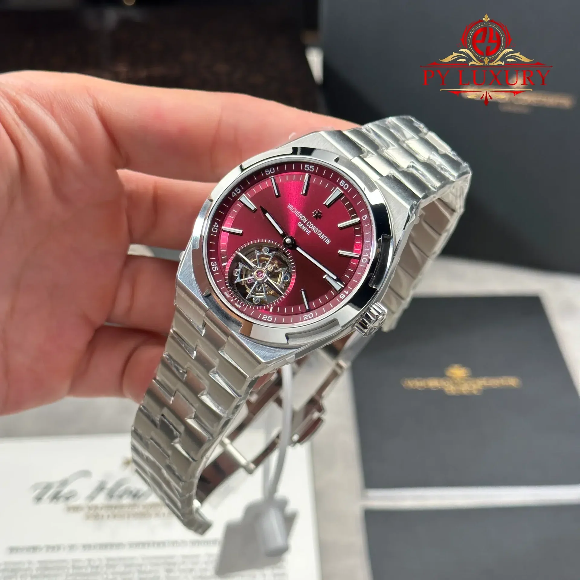 Vacheron Constantin Overseas 6000V Tourbillon Burgundy Red Dial Best Replica 42.5mm - 图片 3