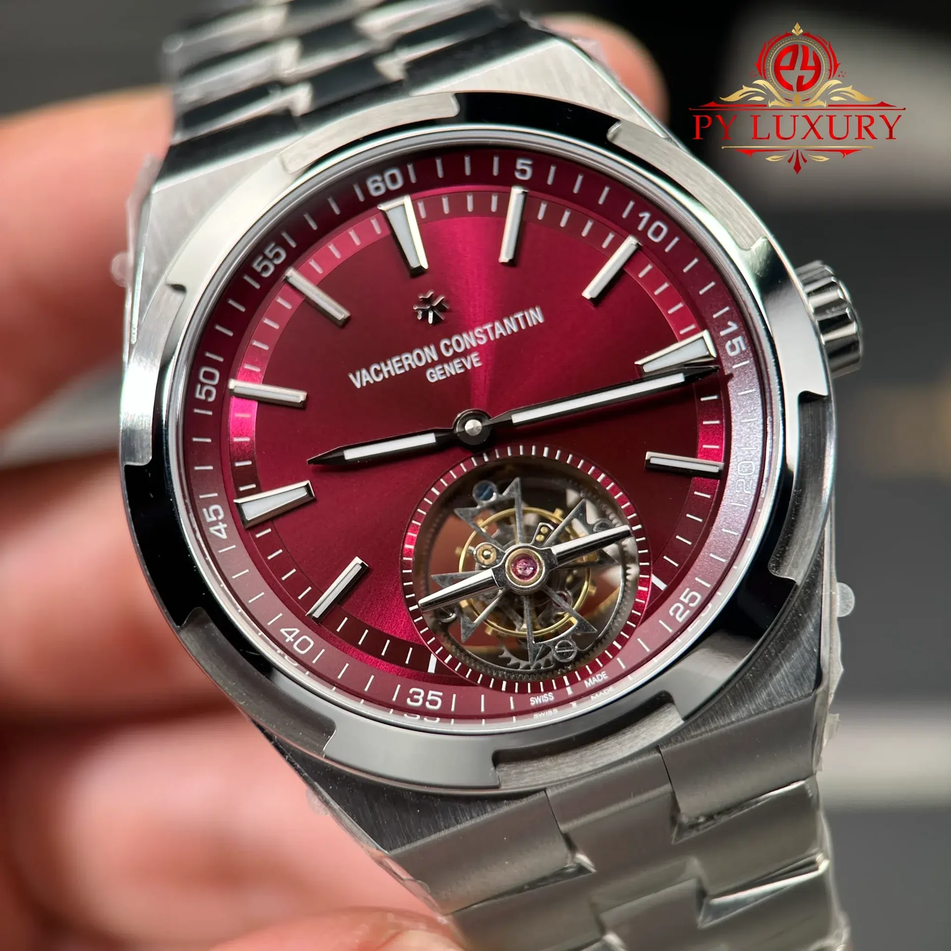 Vacheron Constantin Overseas 6000V Tourbillon Burgundy Red Dial Best Replica 42.5mm - 图片 4
