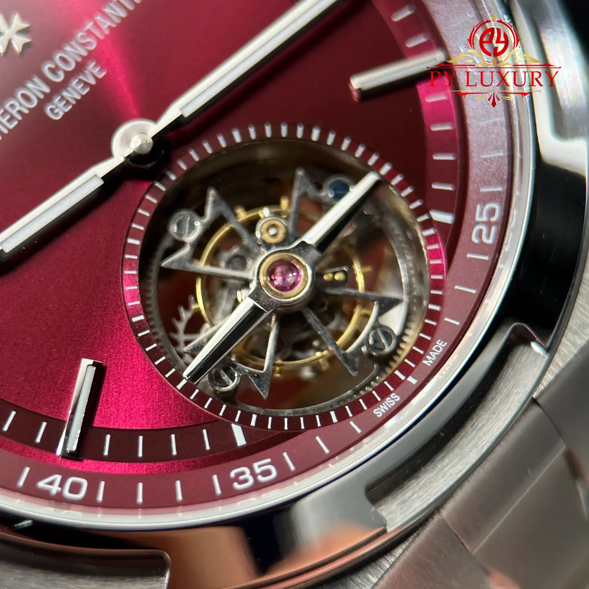 Vacheron Constantin Overseas 6000V Tourbillon Burgundy Red Dial Best Replica 42.5mm - 图片 7