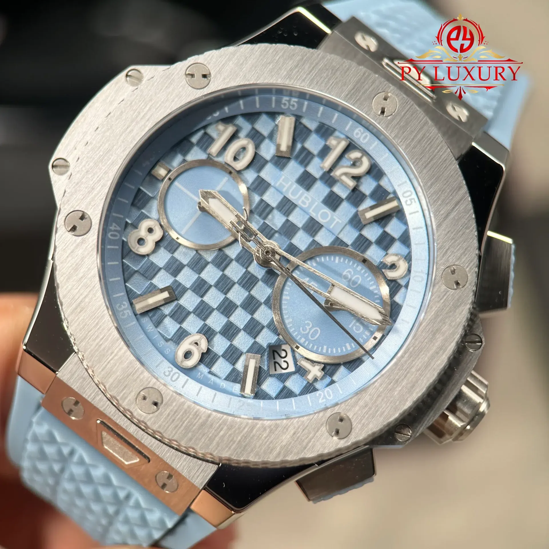 Hublot Big Bang Original Unico Titanium Coal Blue Rubber Strap Best Replica 43mm - 图片 6
