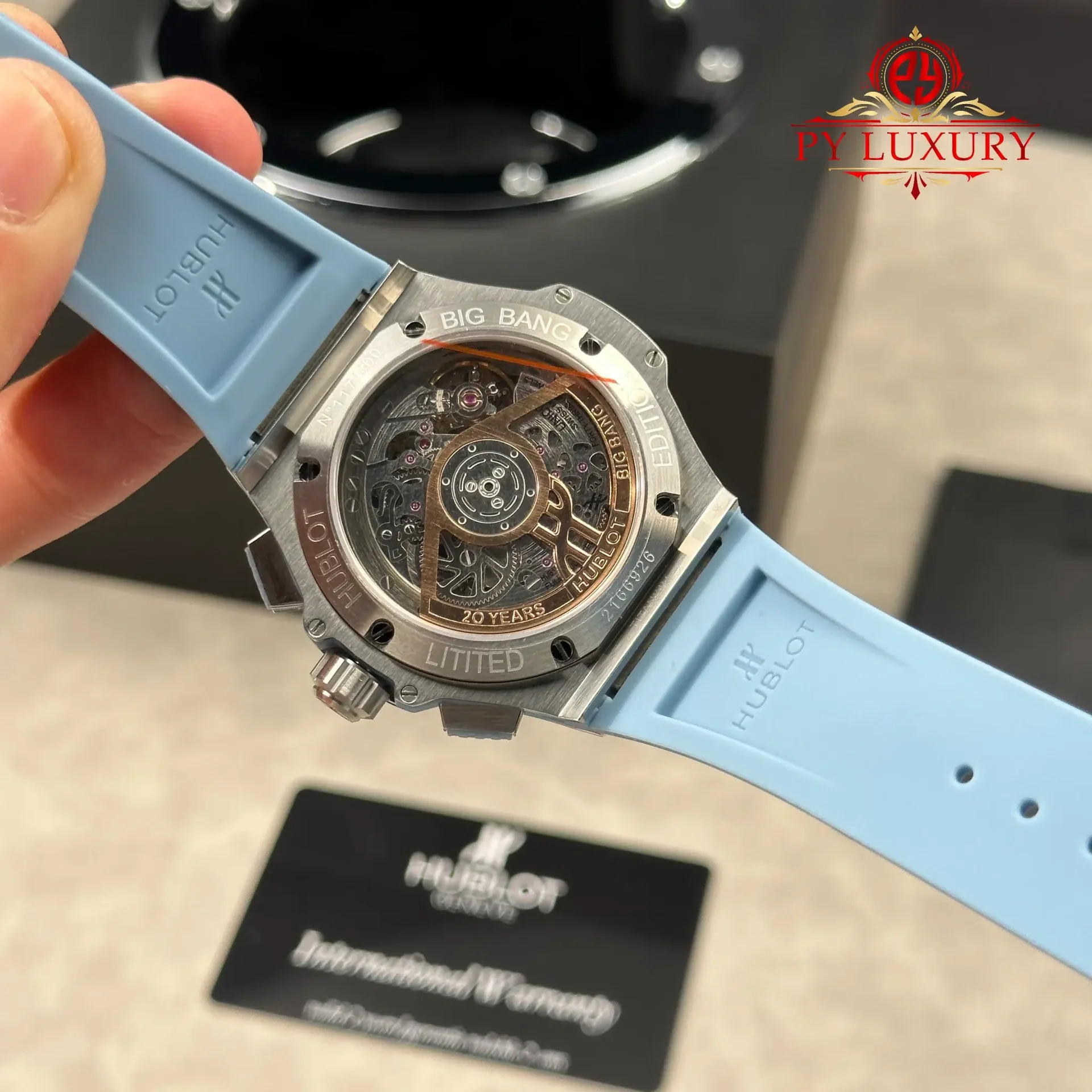 Hublot Big Bang Original Unico Titanium Coal Blue Rubber Strap Best Replica 43mm - 图片 13