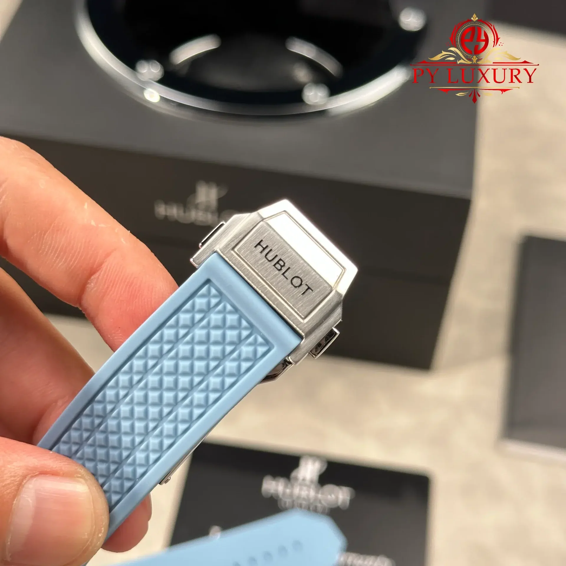 Hublot Big Bang Original Unico Titanium Coal Blue Rubber Strap Best Replica 43mm - 图片 14