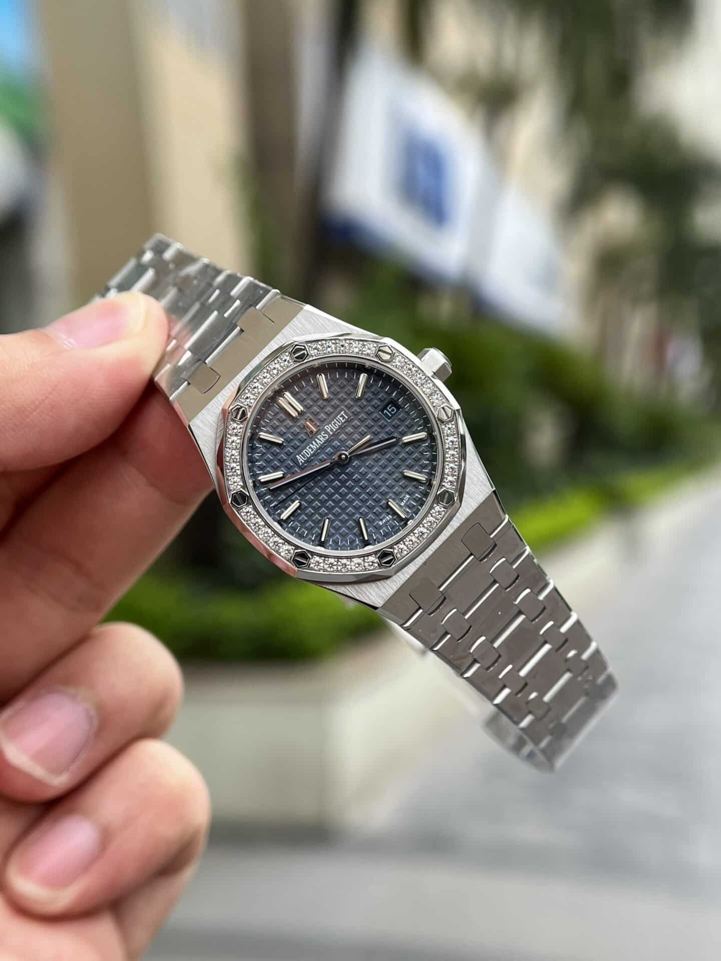 Audemars Piguet Royal Oak 77351ST Blue Dial Diamond Bezel Replica 34mm - 图片 2