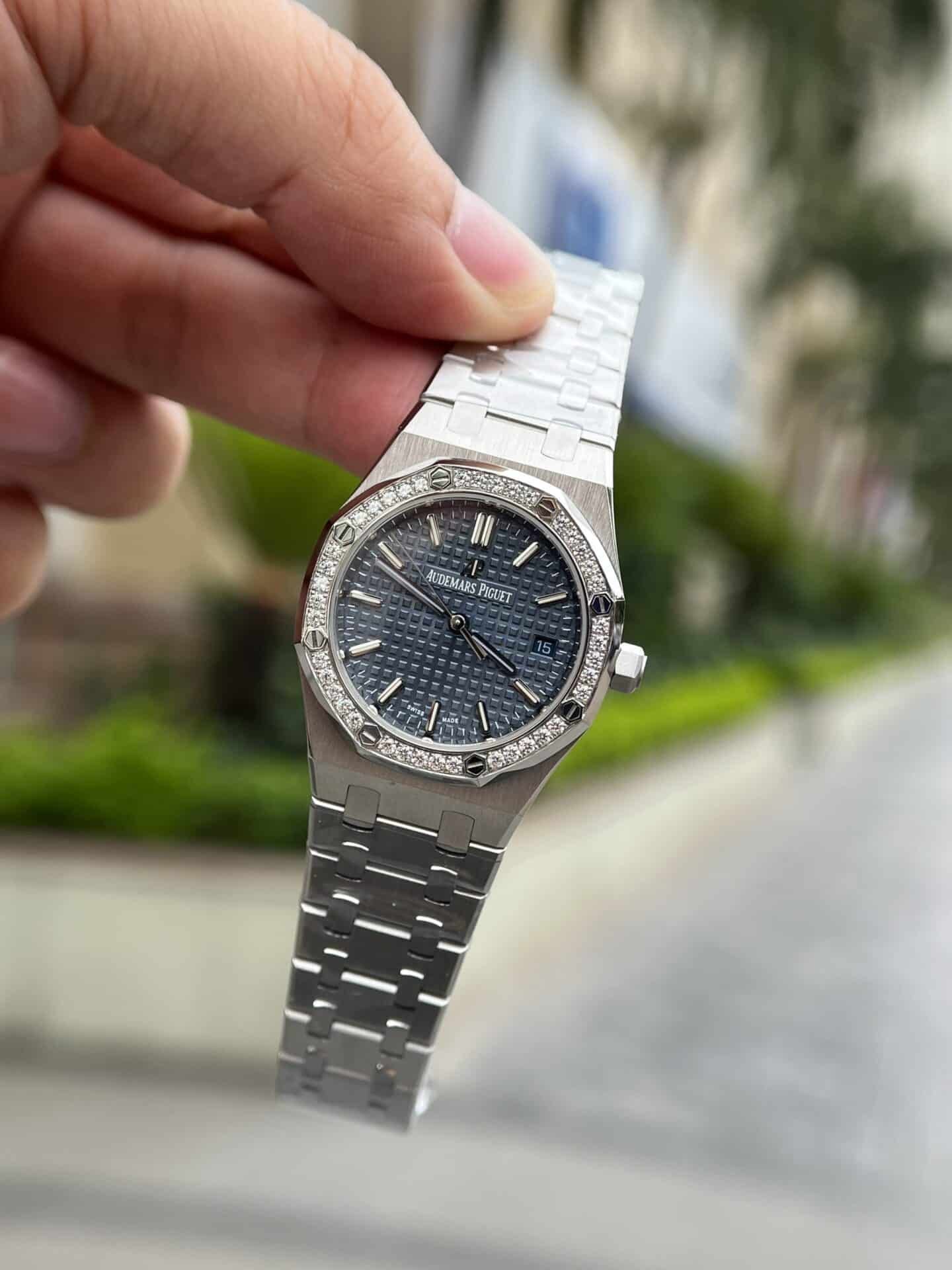 Audemars Piguet Royal Oak 77351ST Blue Dial Diamond Bezel Replica 34mm - 图片 3